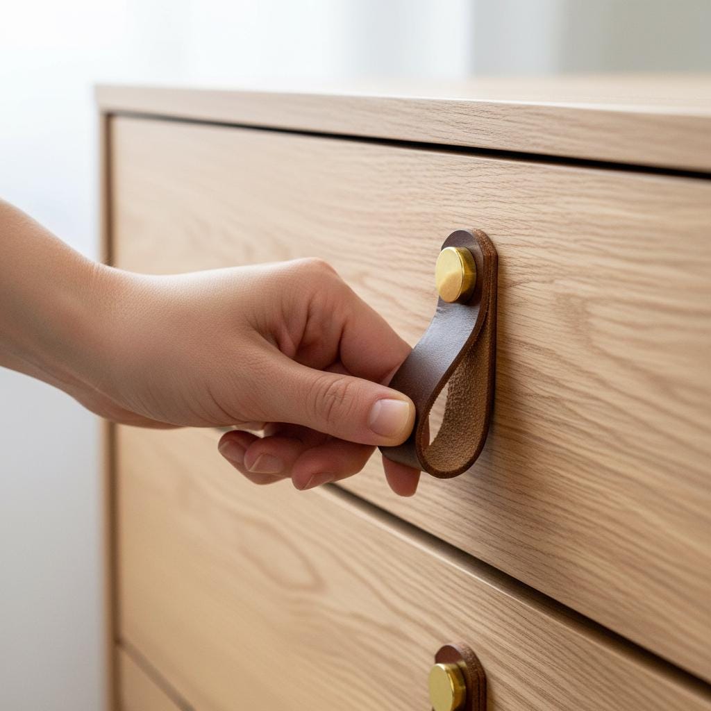 Handmade Leather Handles | Drawer Pulls & Cabinet Knobs | For IKEA Pax Kallax Hemnes | Vegetable Tanned Leather | Made in Germany