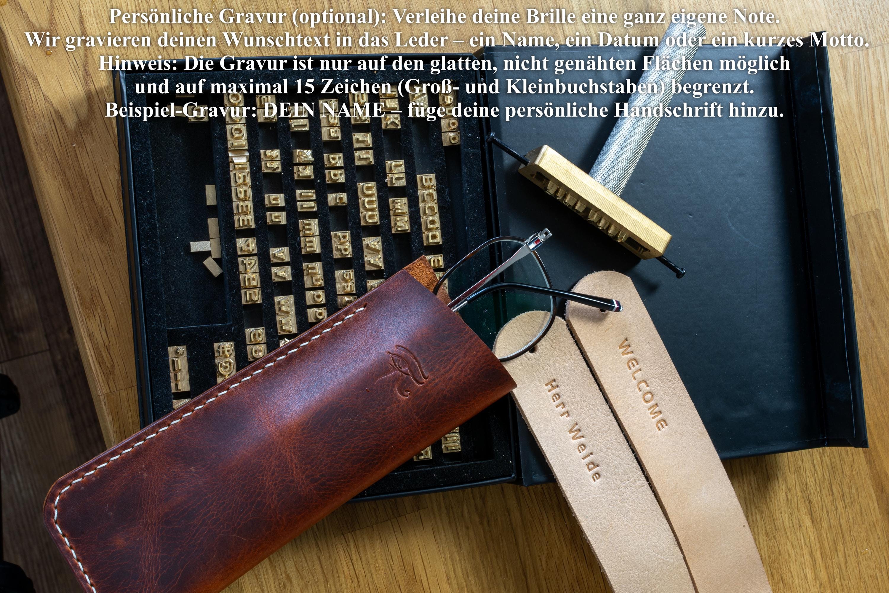 Leder Brillenetui aus pflanzlich gegerbtem Leder | Qualitätsleder von Badalassi Carlo | Lederetui für Brille | Handgenäht