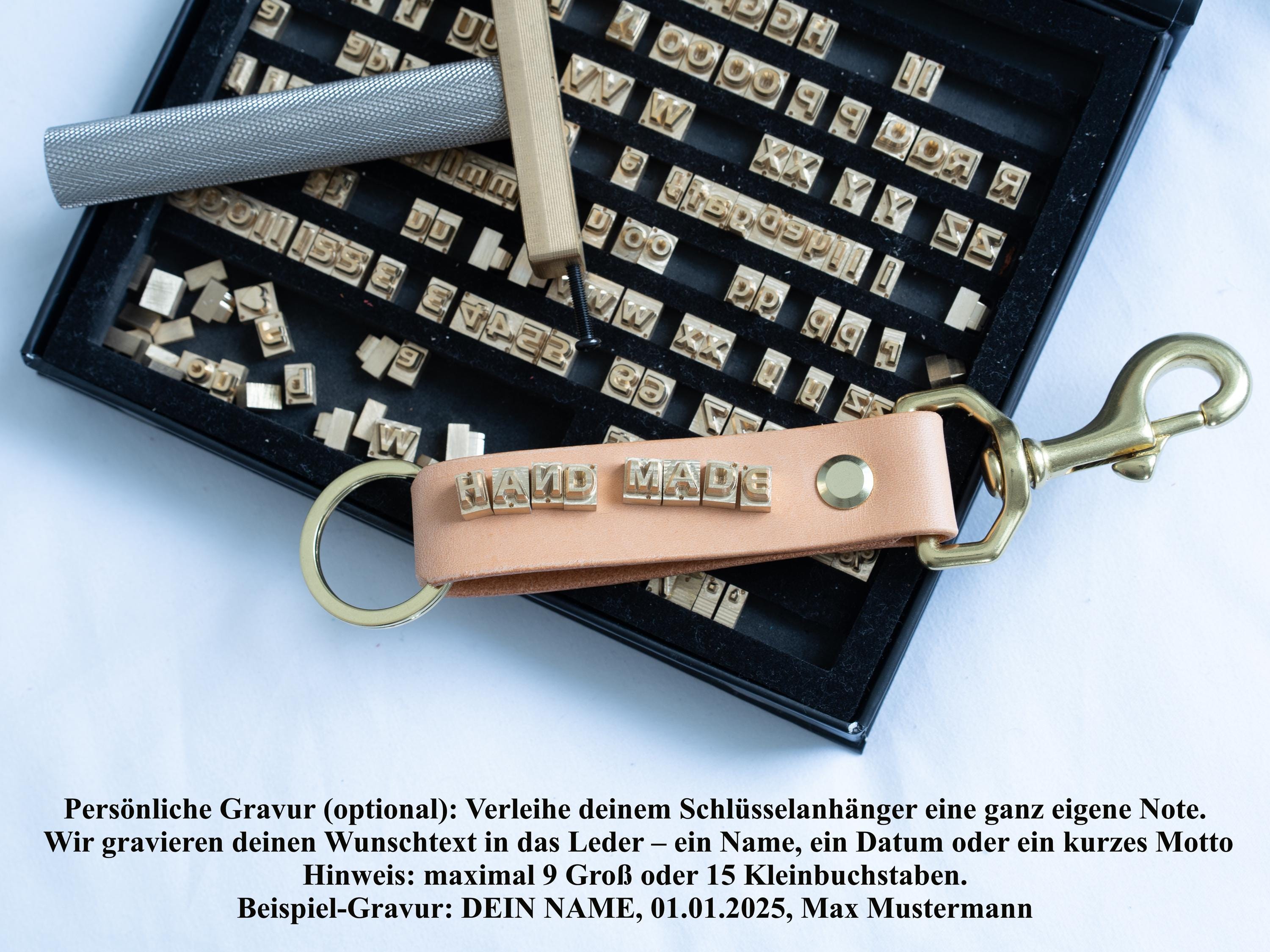 Schlüsselband aus Pueblo-Leder • individuell graviert (bis 15 Buchstaben) • Handarbeit in Deutschland • Schlüsselanhänger