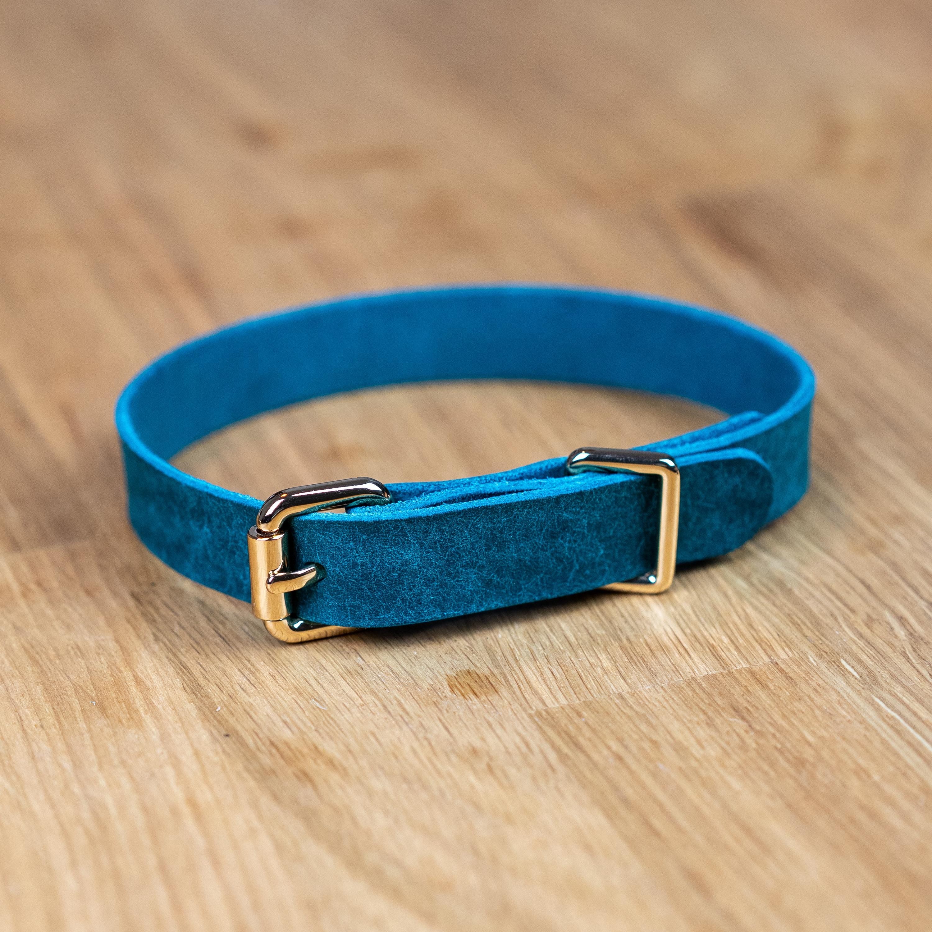Handgefertigtes Leder Hundehalsband | Pflanzlich Gegerbtes Premium Leder | Namensgravur | 1,6, 2,5 cm Halsband | Geschenk für Hunde