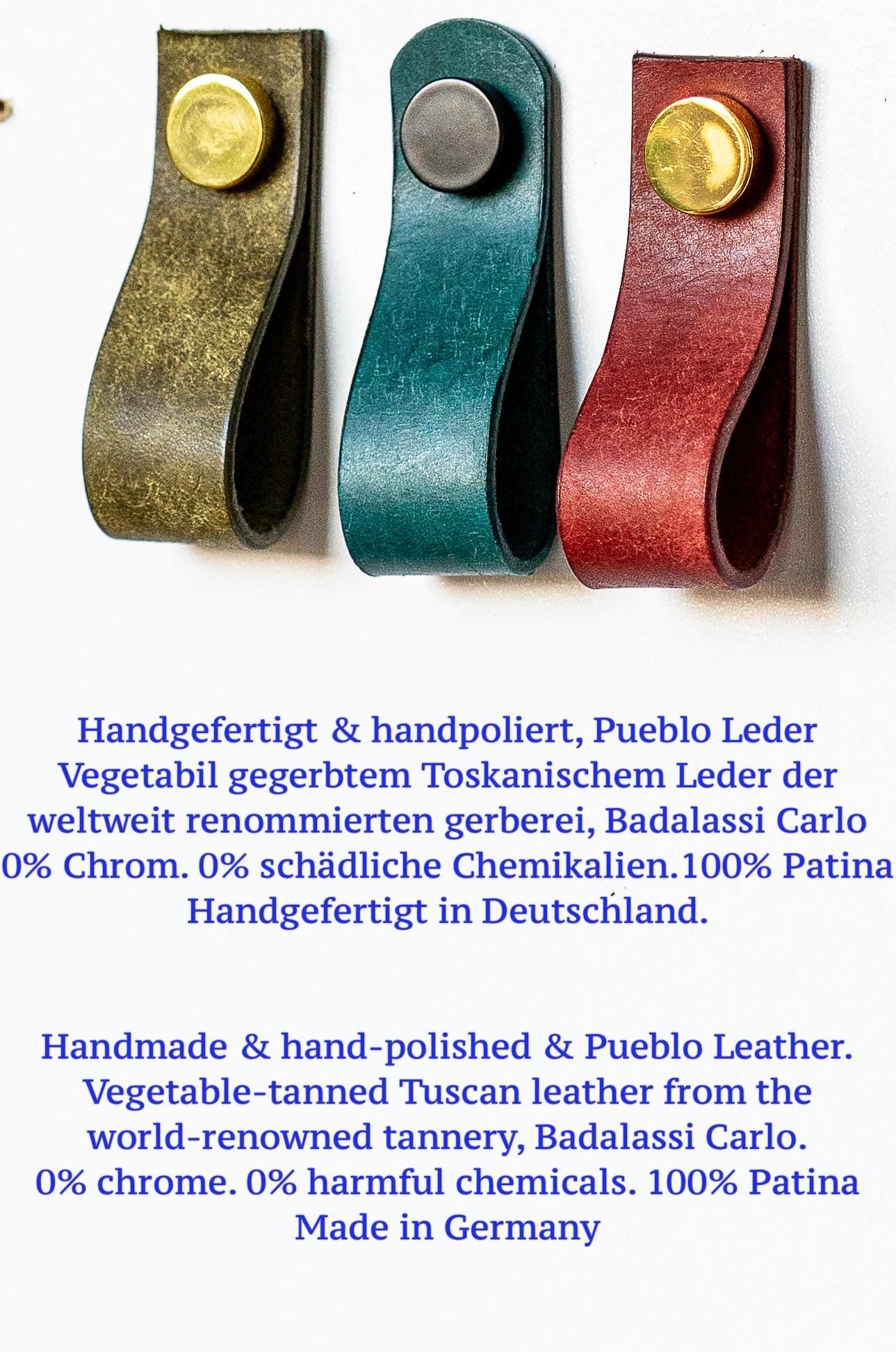 Handmade Leather Handles | Drawer Pulls & Cabinet Knobs | For IKEA Pax Kallax Hemnes | Vegetable Tanned Leather | Made in Germany