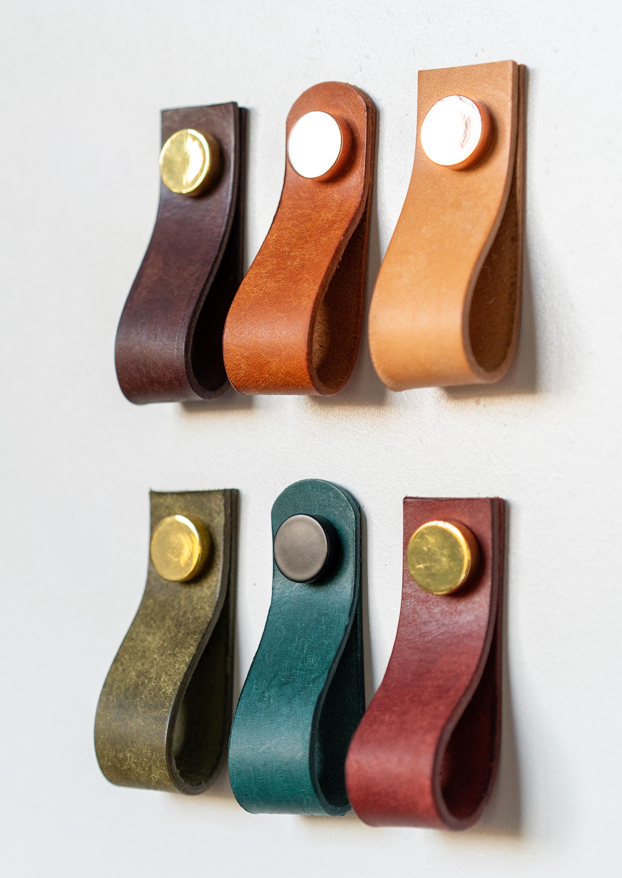 Handmade Leather Handles | Drawer Pulls & Cabinet Knobs | For IKEA Pax Kallax Hemnes | Vegetable Tanned Leather | Made in Germany