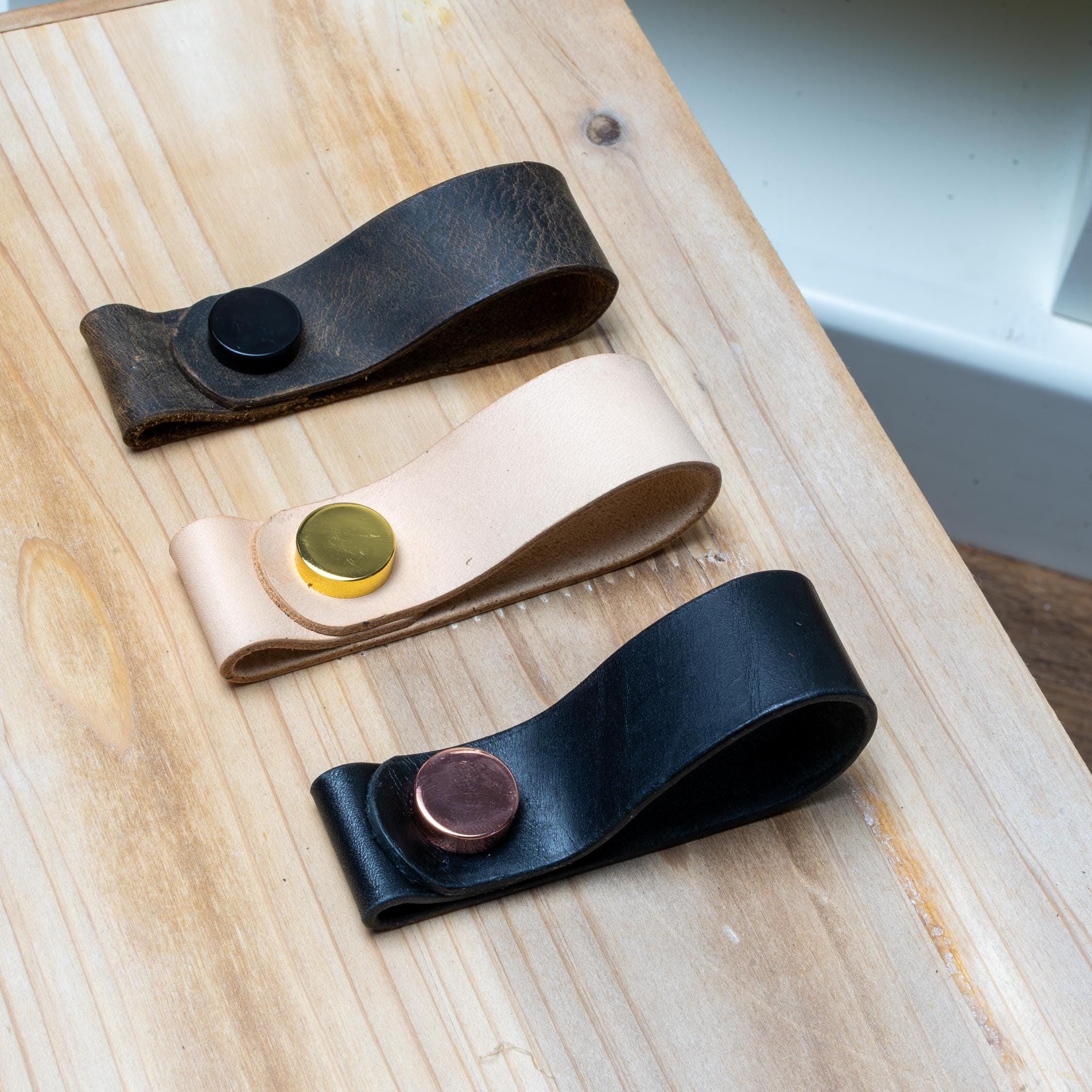 Handmade Leather Handles | Drawer Pulls & Cabinet Knobs | For IKEA Pax Kallax Hemnes | Vegetable Tanned Leather | Made in Germany