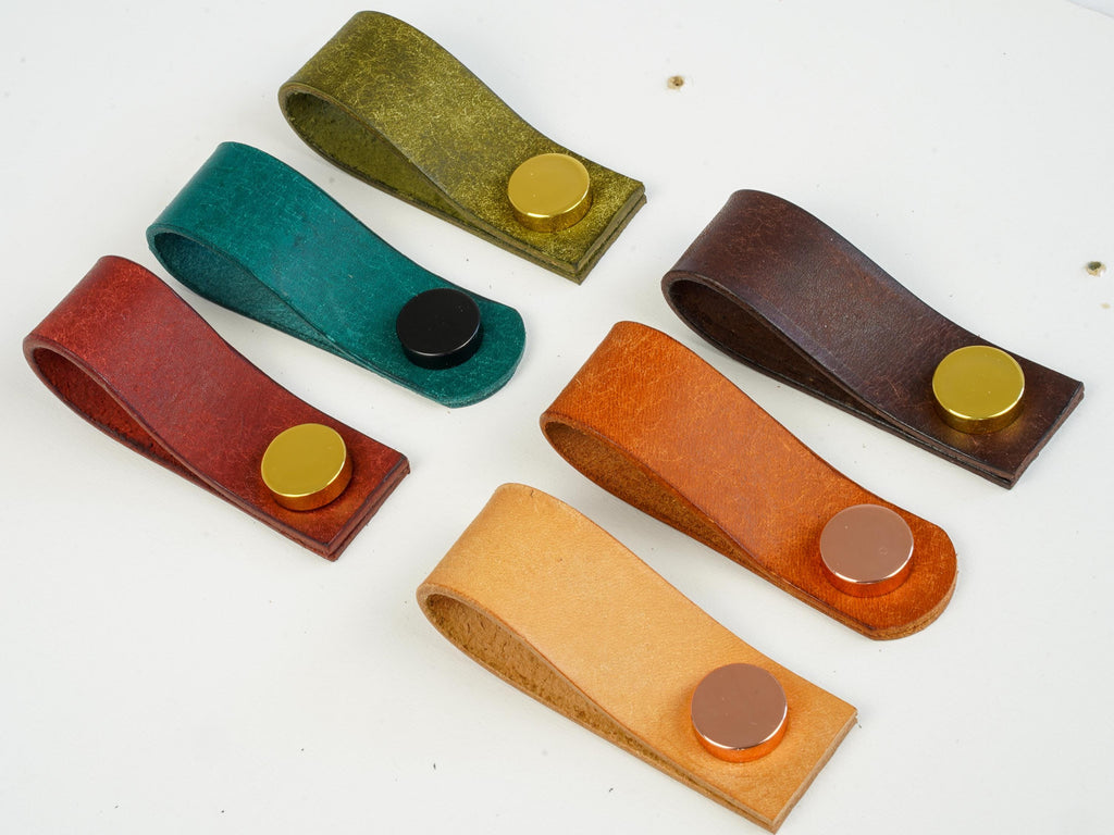 Handmade Leather Handles | Drawer Pulls & Cabinet Knobs | For IKEA Pax Kallax Hemnes | Vegetable Tanned Leather | Made in Germany