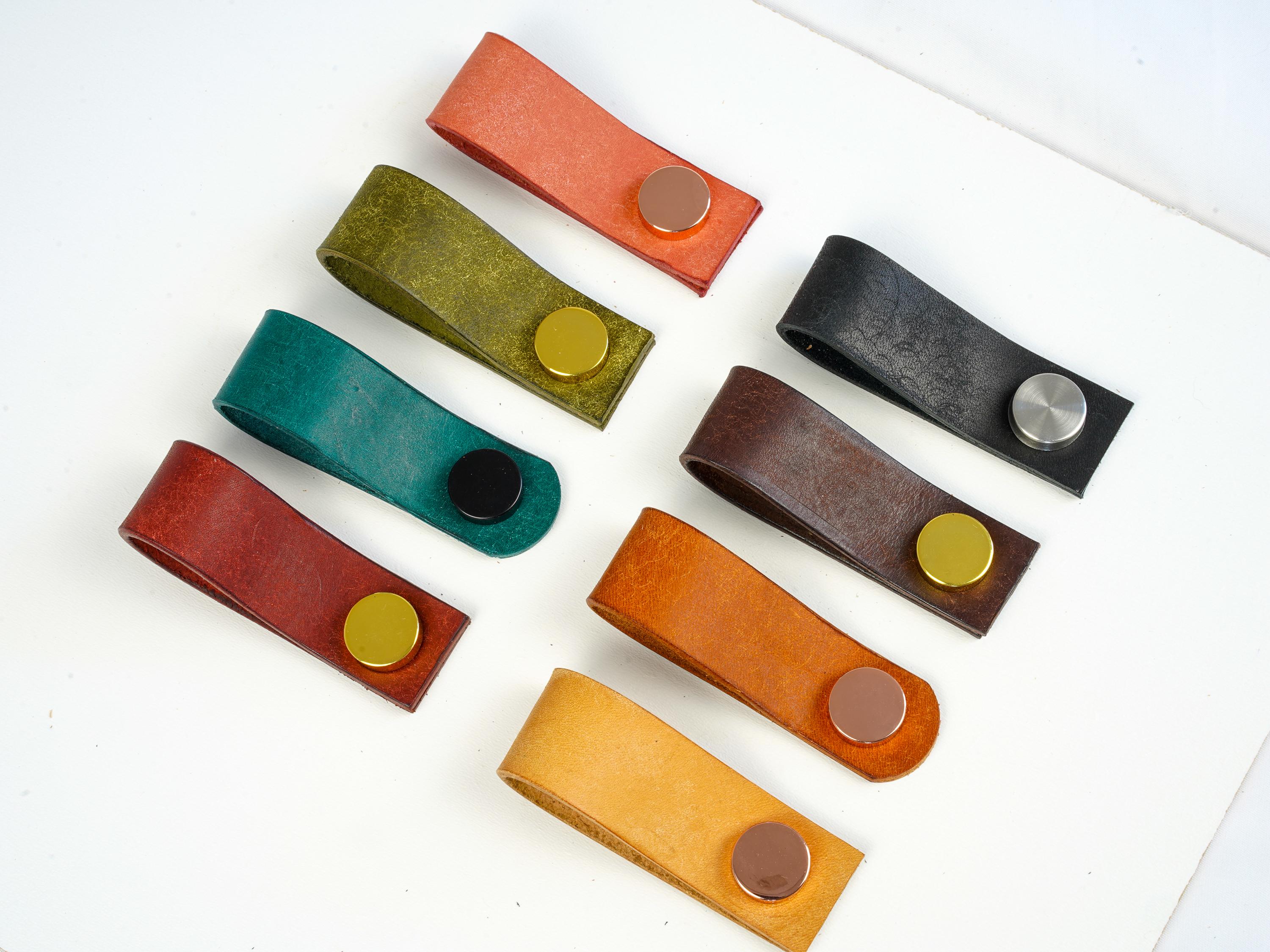 Handmade Leather Handles | Drawer Pulls & Cabinet Knobs | For IKEA Pax Kallax Hemnes | Vegetable Tanned Leather | Made in Germany