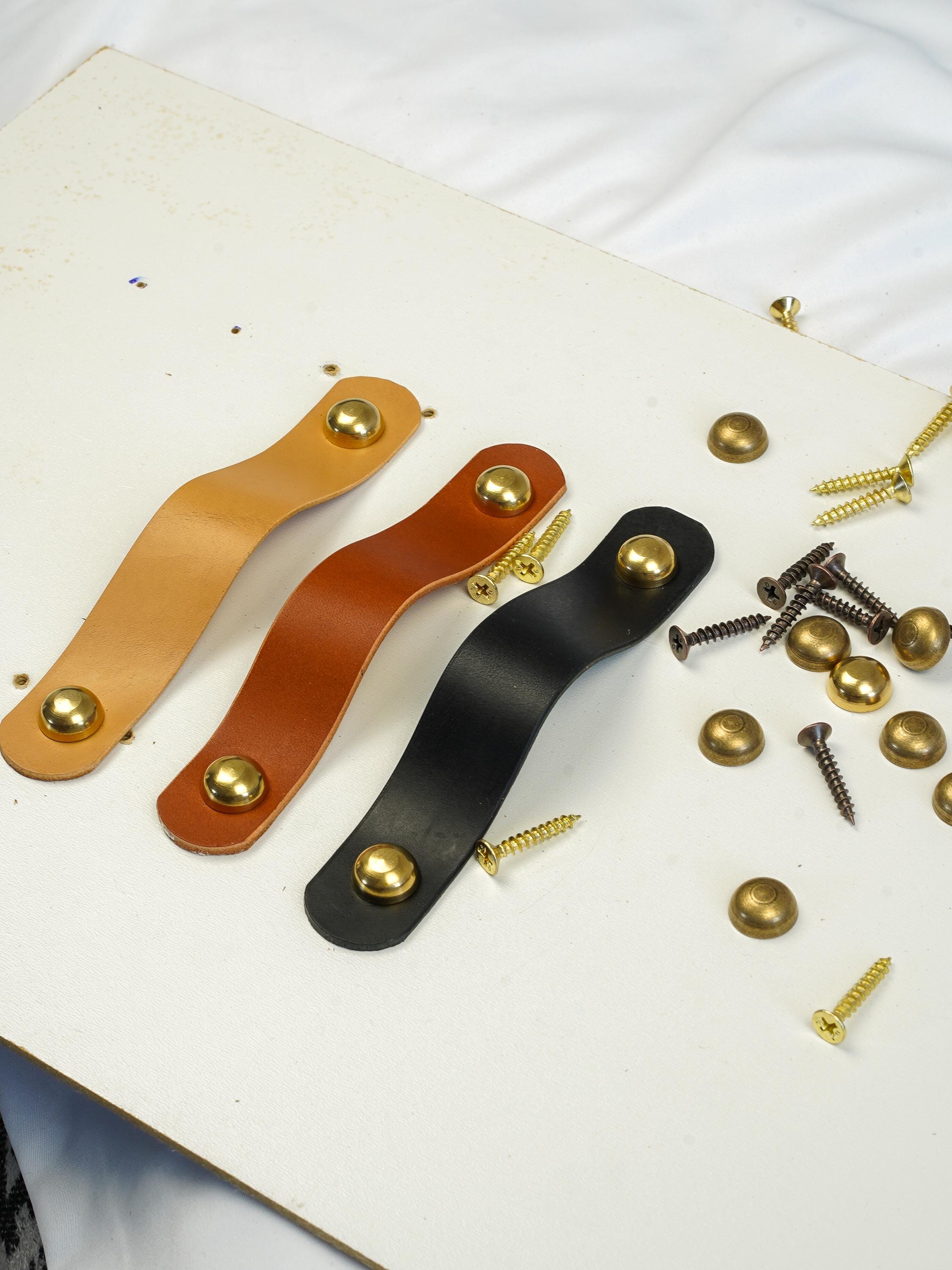 Handmade Leather Handles | Drawer Pulls & Cabinet Knobs | For IKEA Pax Kallax Hemnes | Vegetable Tanned Leather | Made in Germany