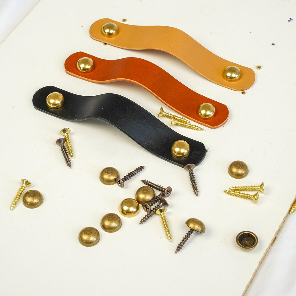 Handmade Leather Handles | Drawer Pulls & Cabinet Knobs | For IKEA Pax Kallax Hemnes | Vegetable Tanned Leather | Made in Germany