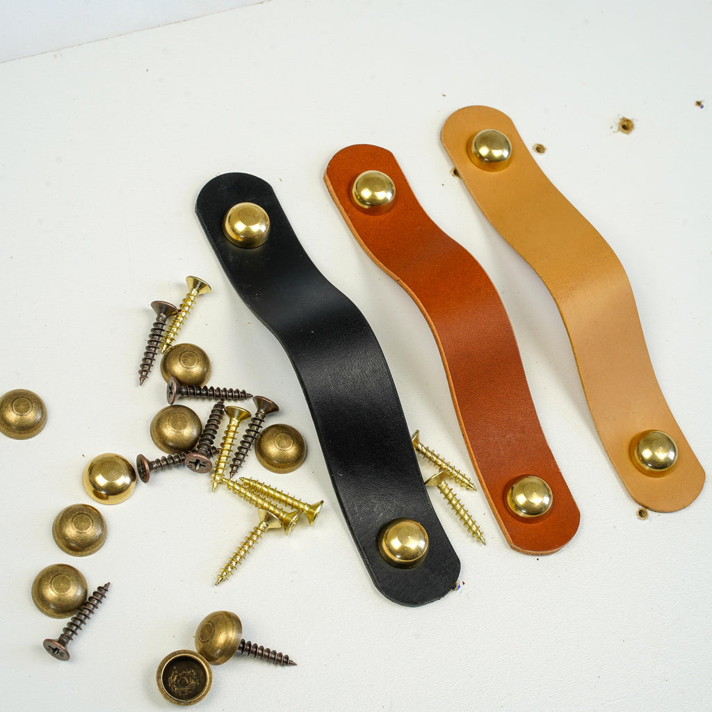 Handmade Leather Handles | Drawer Pulls & Cabinet Knobs | For IKEA Pax Kallax Hemnes | Vegetable Tanned Leather | Made in Germany
