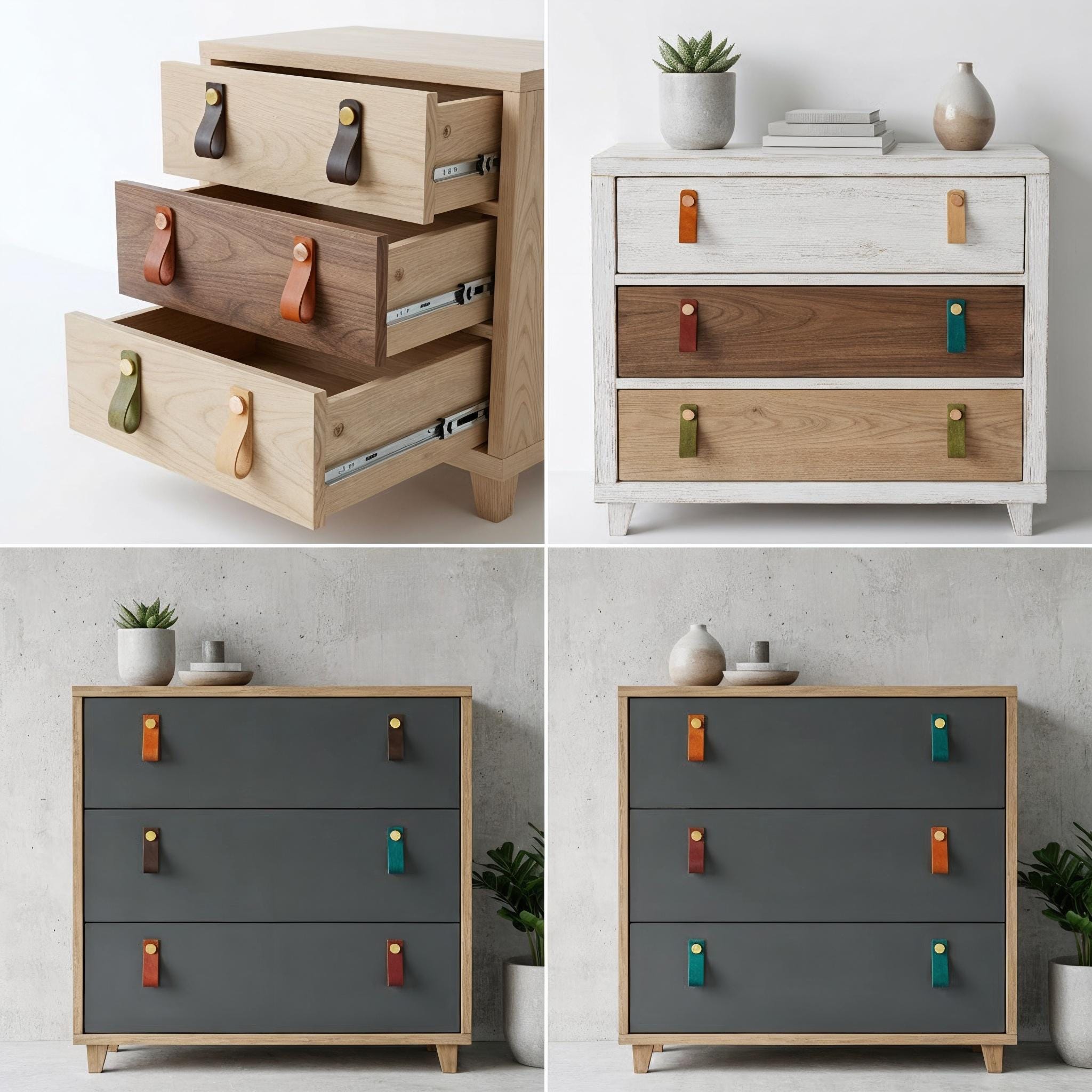 Handmade Leather Handles | Drawer Pulls & Cabinet Knobs | For IKEA Pax Kallax Hemnes | Vegetable Tanned Leather | Made in Germany