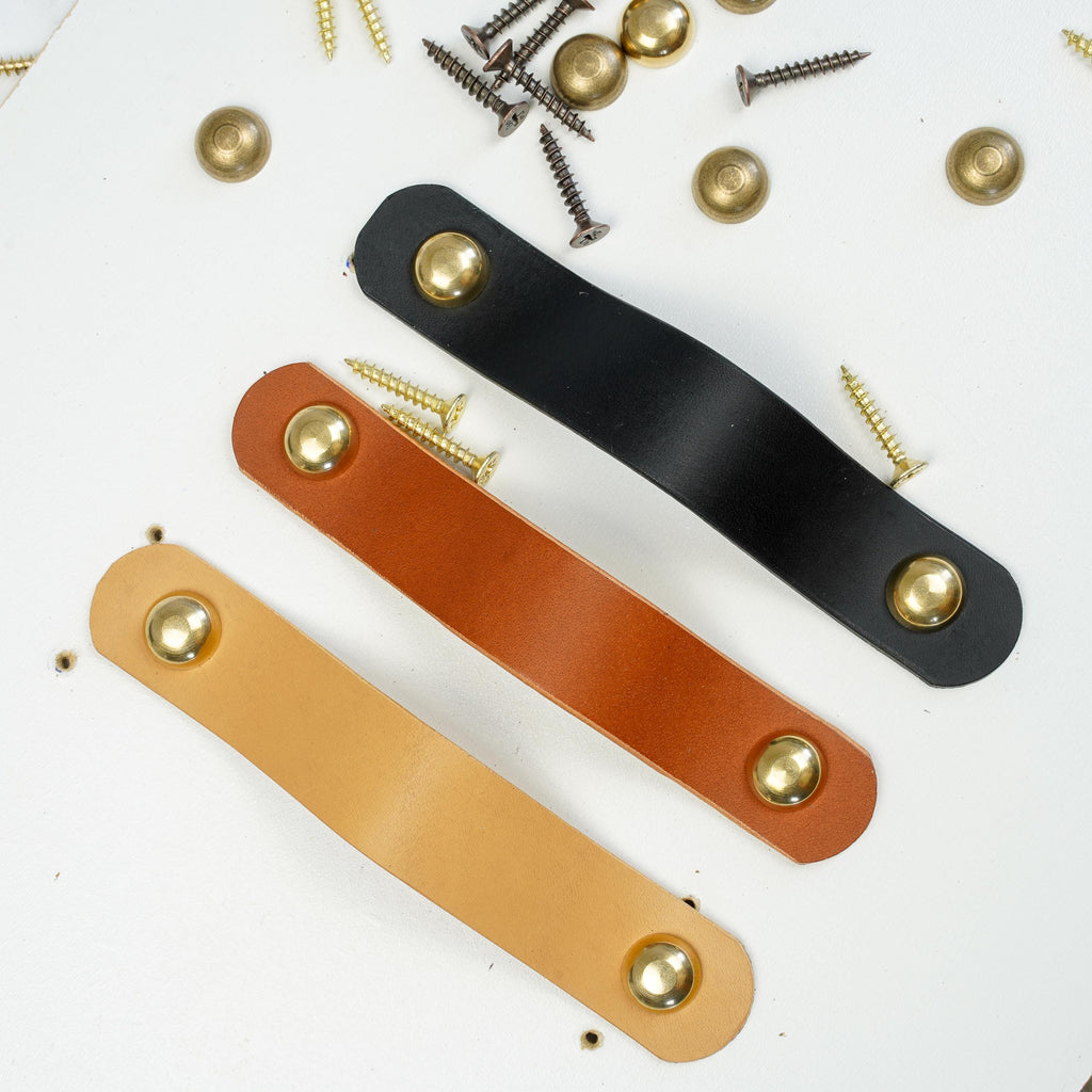 Handmade Leather Handles | Drawer Pulls & Cabinet Knobs | For IKEA Pax Kallax Hemnes | Vegetable Tanned Leather | Made in Germany