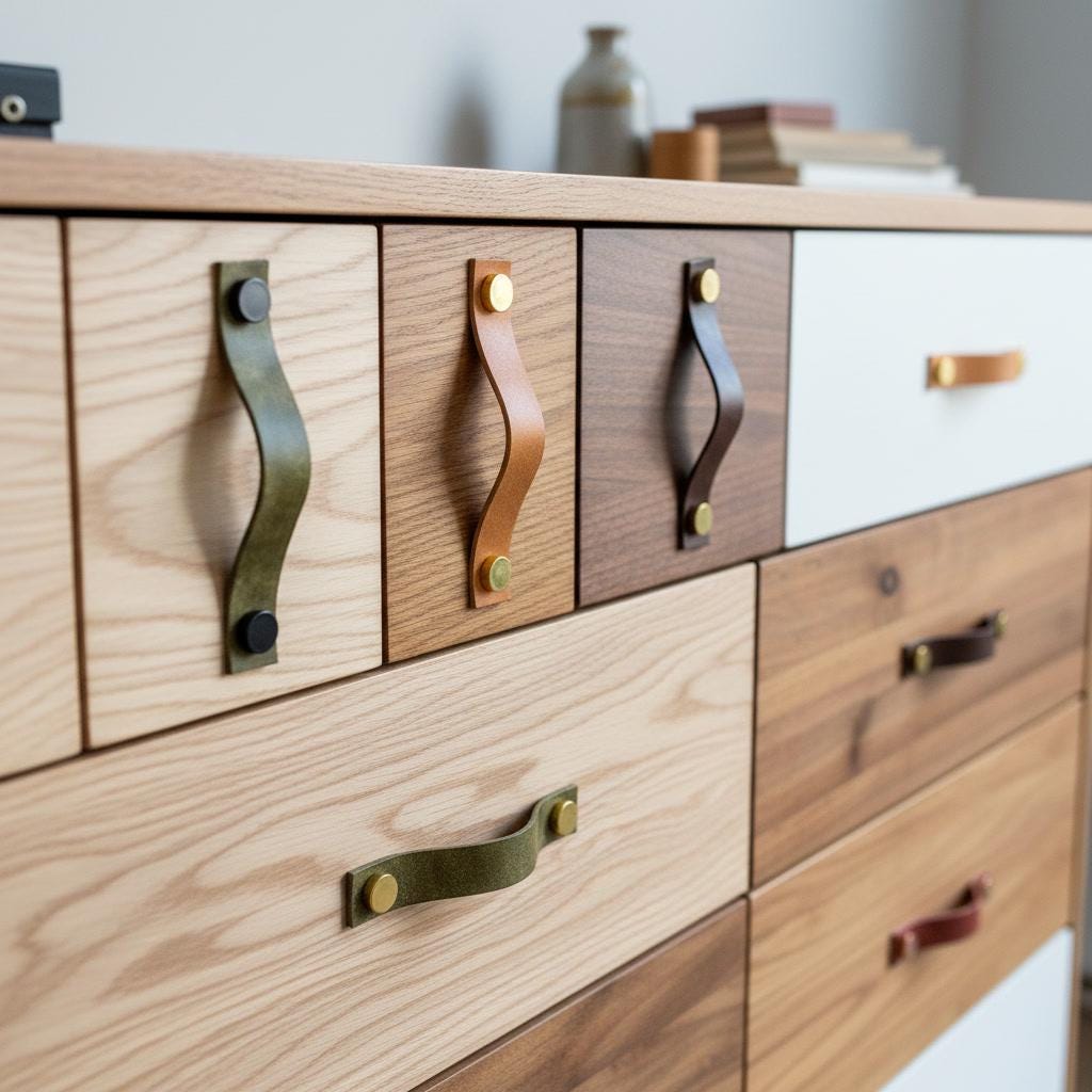 Handmade Leather Handles | Drawer Pulls & Cabinet Knobs | For IKEA Pax Kallax Hemnes | Vegetable Tanned Leather | Made in Germany