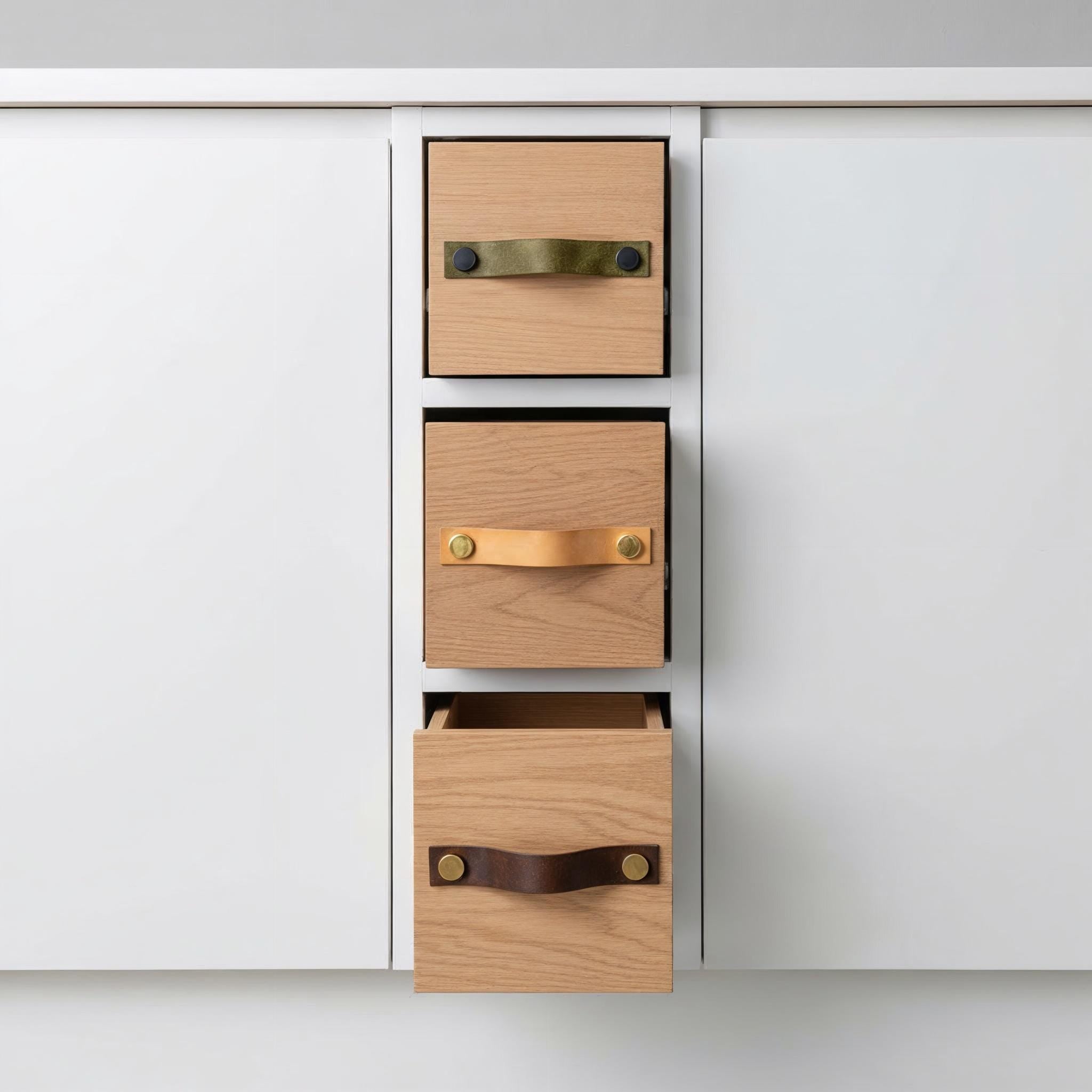 Handmade Leather Handles | Drawer Pulls & Cabinet Knobs | For IKEA Pax Kallax Hemnes | Vegetable Tanned Leather | Made in Germany