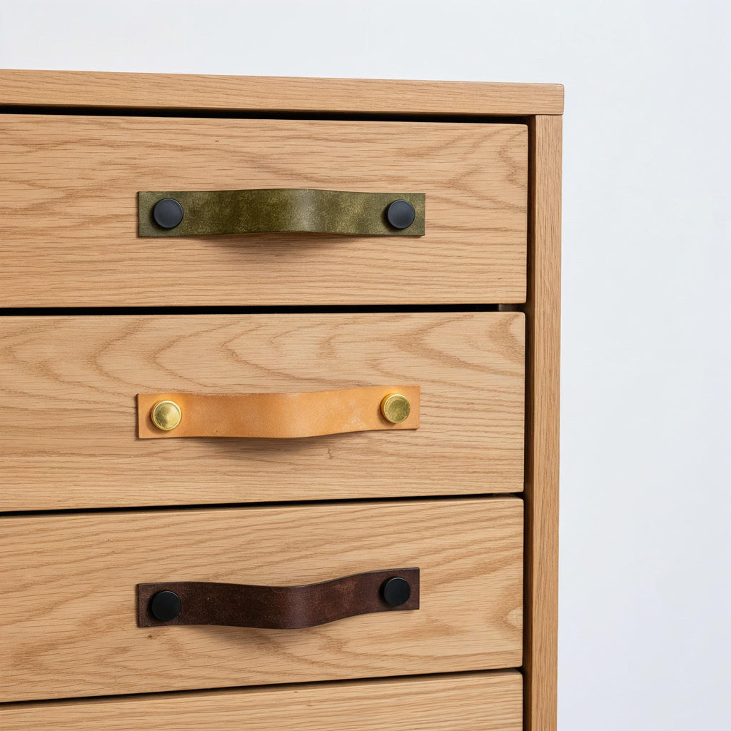 Handmade Leather Handles | Drawer Pulls & Cabinet Knobs | For IKEA Pax Kallax Hemnes | Vegetable Tanned Leather | Made in Germany
