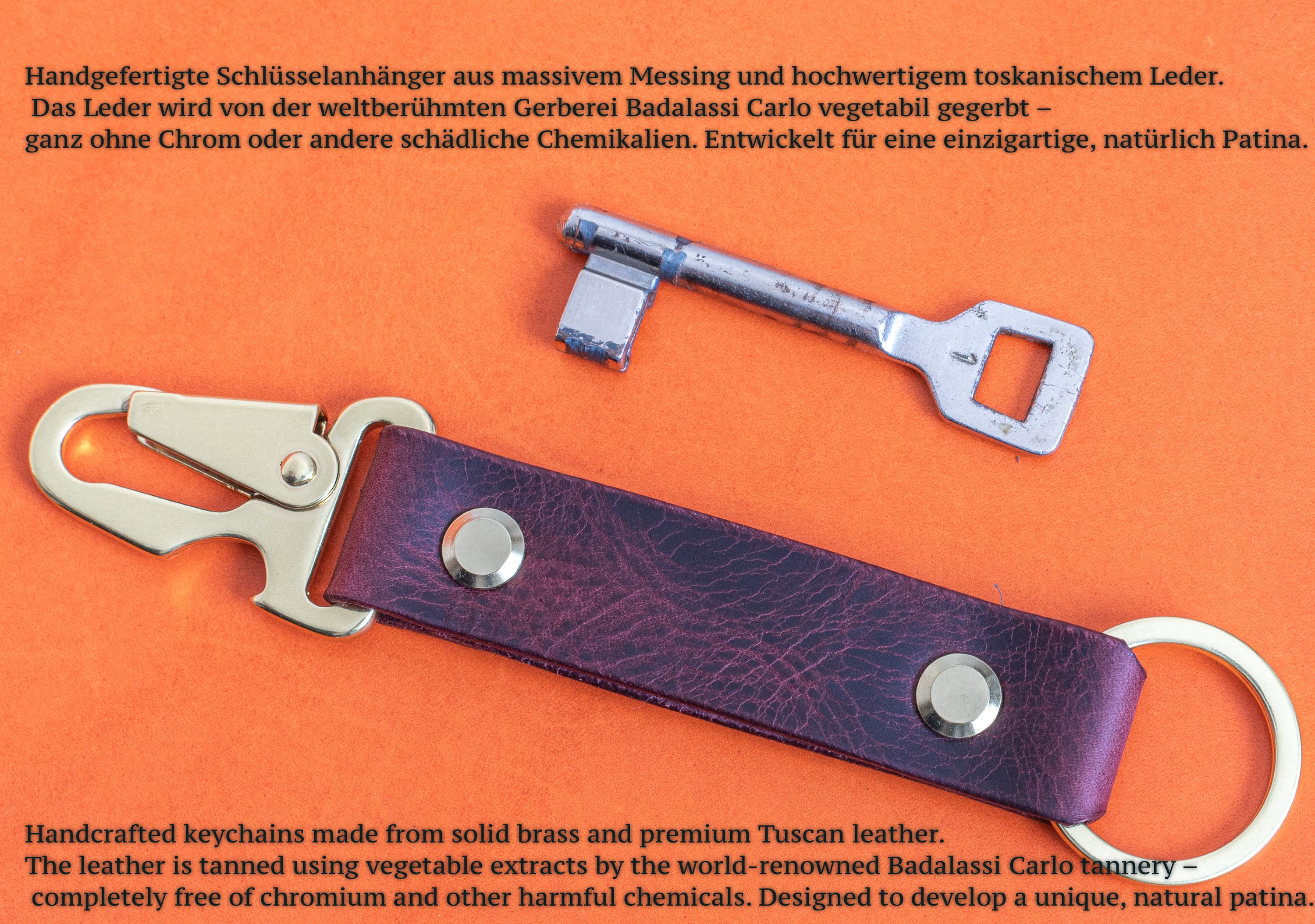 Schlüsselband aus Italienischem Vegtan-Leder • individuell graviert (bis 15 Buchstaben) • Handarbeit in Deutschland • Schlüsselanhänger