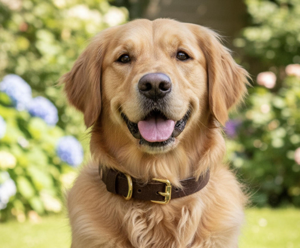 Handgefertigtes Leder Hundehalsband | Pflanzlich Gegerbtes Premium Leder | Namensgravur | 1,6, 2,5 cm Halsband | Geschenk für Hunde