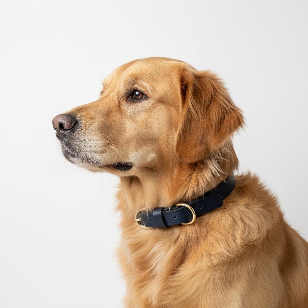 Handgefertigtes Leder Hundehalsband | Pflanzlich Gegerbtes Premium Leder | Namensgravur | 2,6 cm | Geschenk für Hunde | Schwarz