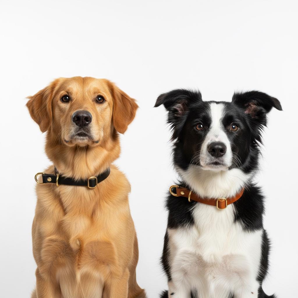 Handgefertigtes Leder Hundehalsband | Pflanzlich Gegerbtes Premium Leder | Namensgravur | Messing Hardware | Geschenk für Hunde