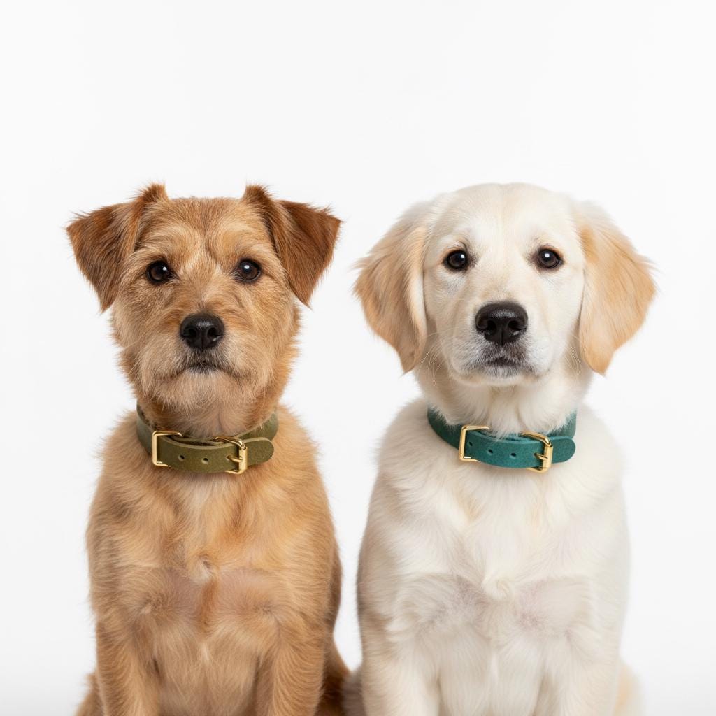 Handgefertigtes Leder Hundehalsband | Pflanzlich Gegerbtes Premium Leder | Namensgravur | 1,6, 2,5 cm Halsband | Geschenk für Hunde