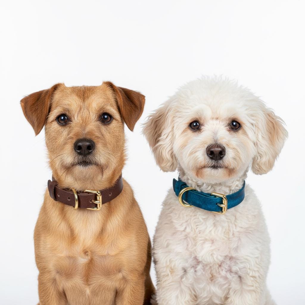Handgefertigtes Leder Hundehalsband | Pflanzlich Gegerbtes Premium Leder | Namensgravur | 1,6, 2,5 cm Halsband | Geschenk für Hunde