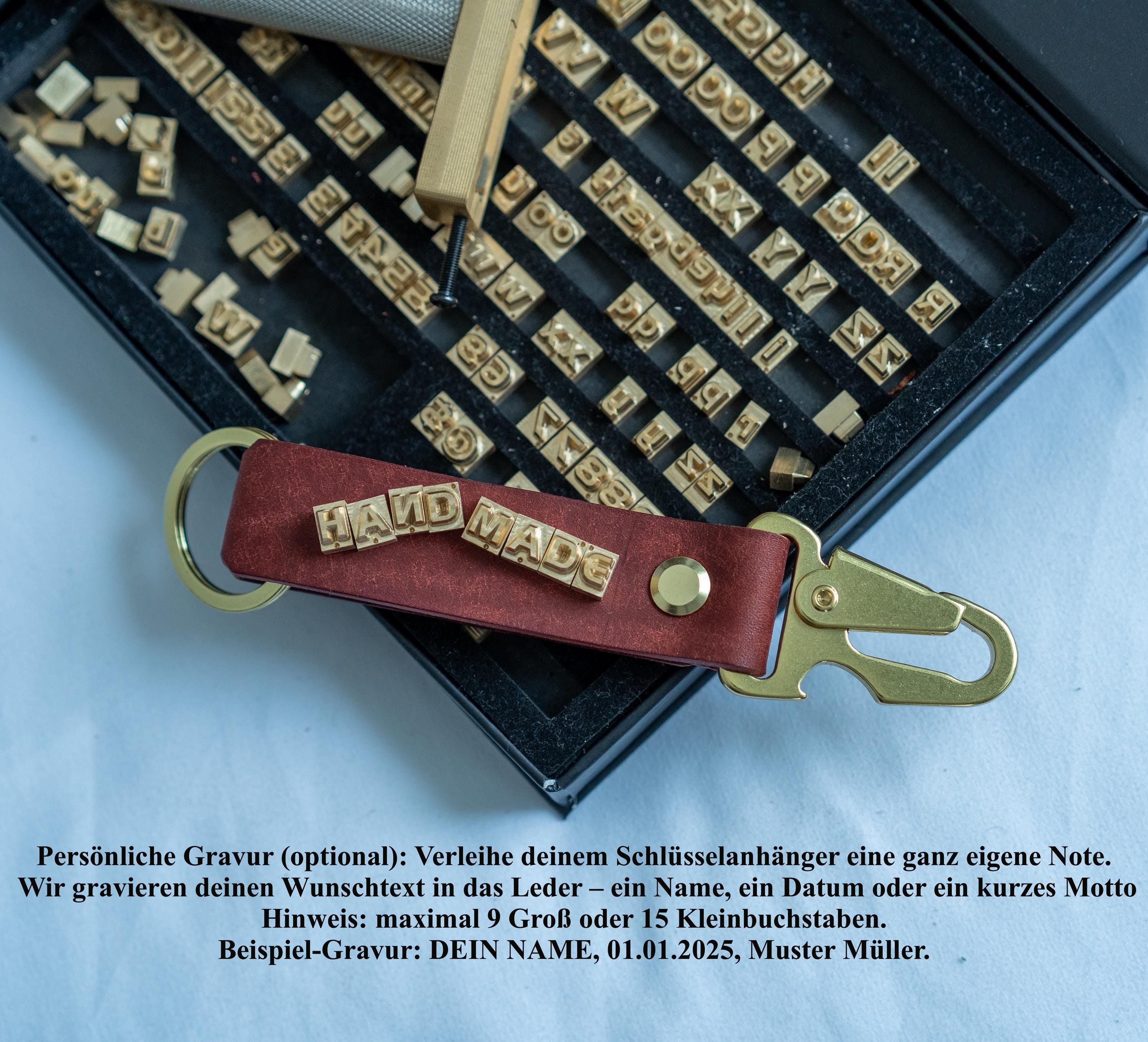 Schlüsselband aus Pueblo-Leder • individuell graviert (bis 15 Buchstaben) • Handarbeit in Deutschland • Schlüsselanhänger