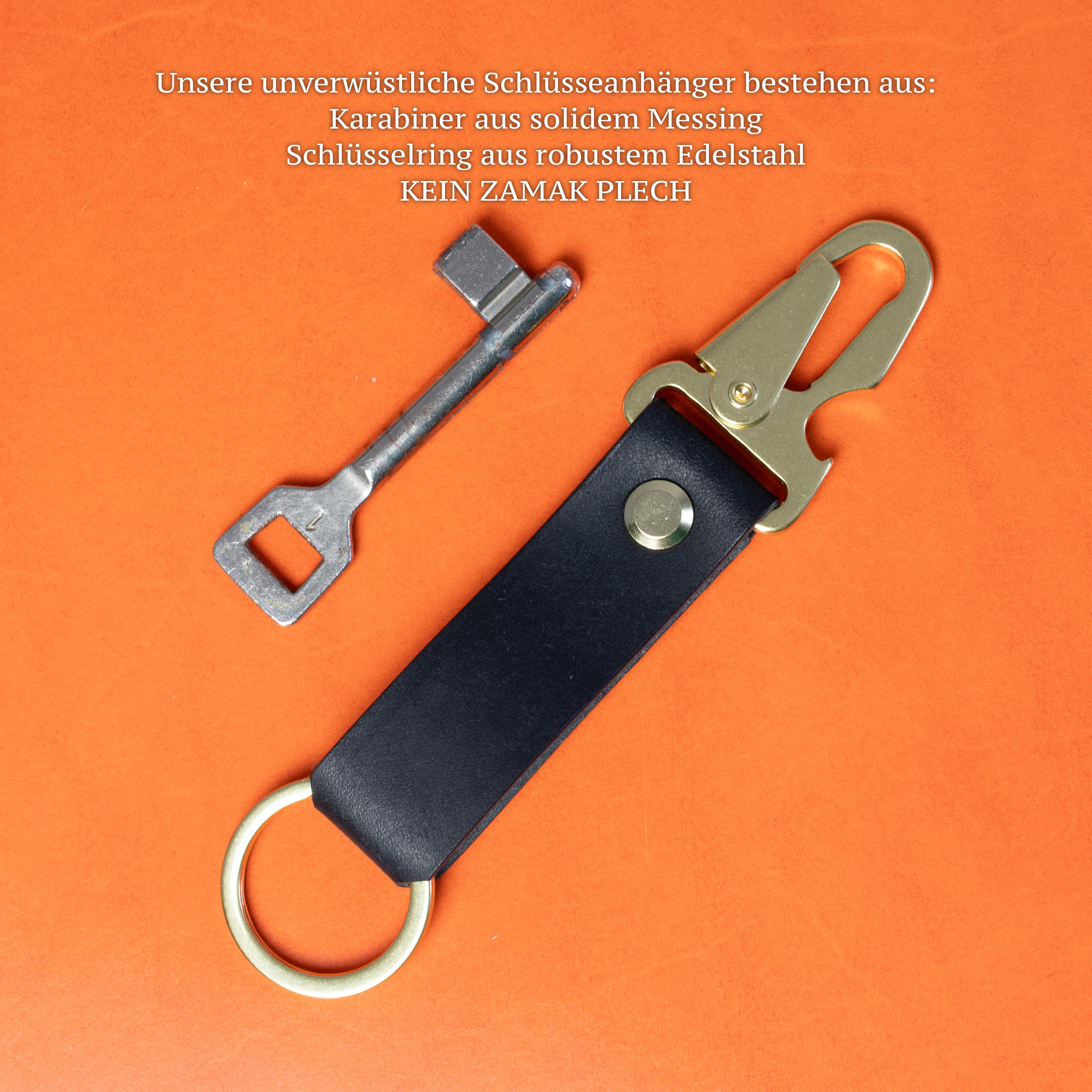 Schlüsselband aus Italienischem Vegtan-Leder • Individuell graviert (bis 15 Buchstaben) • Handarbeit aus Deutschland