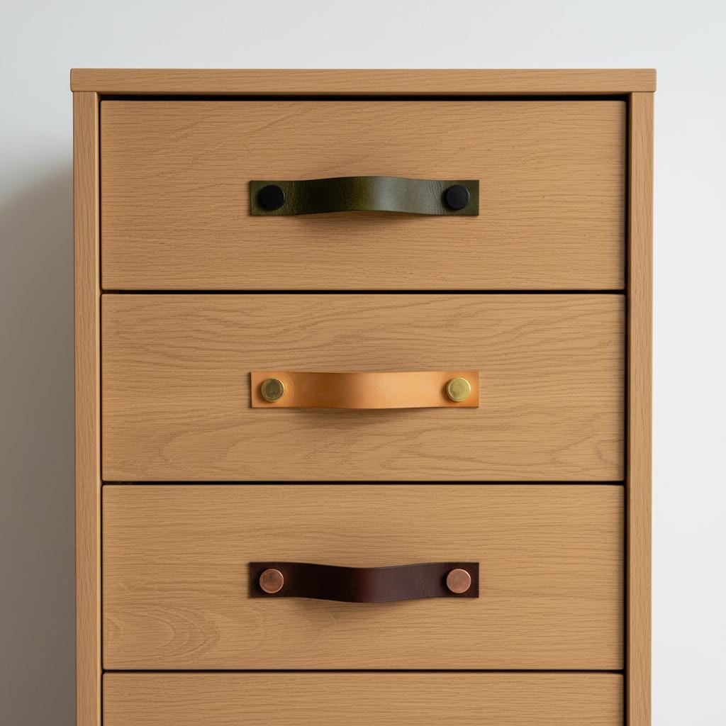 Handmade Leather Handles | Drawer Pulls & Cabinet Knobs | For IKEA Pax Kallax Hemnes | Vegetable Tanned Leather | Made in Germany