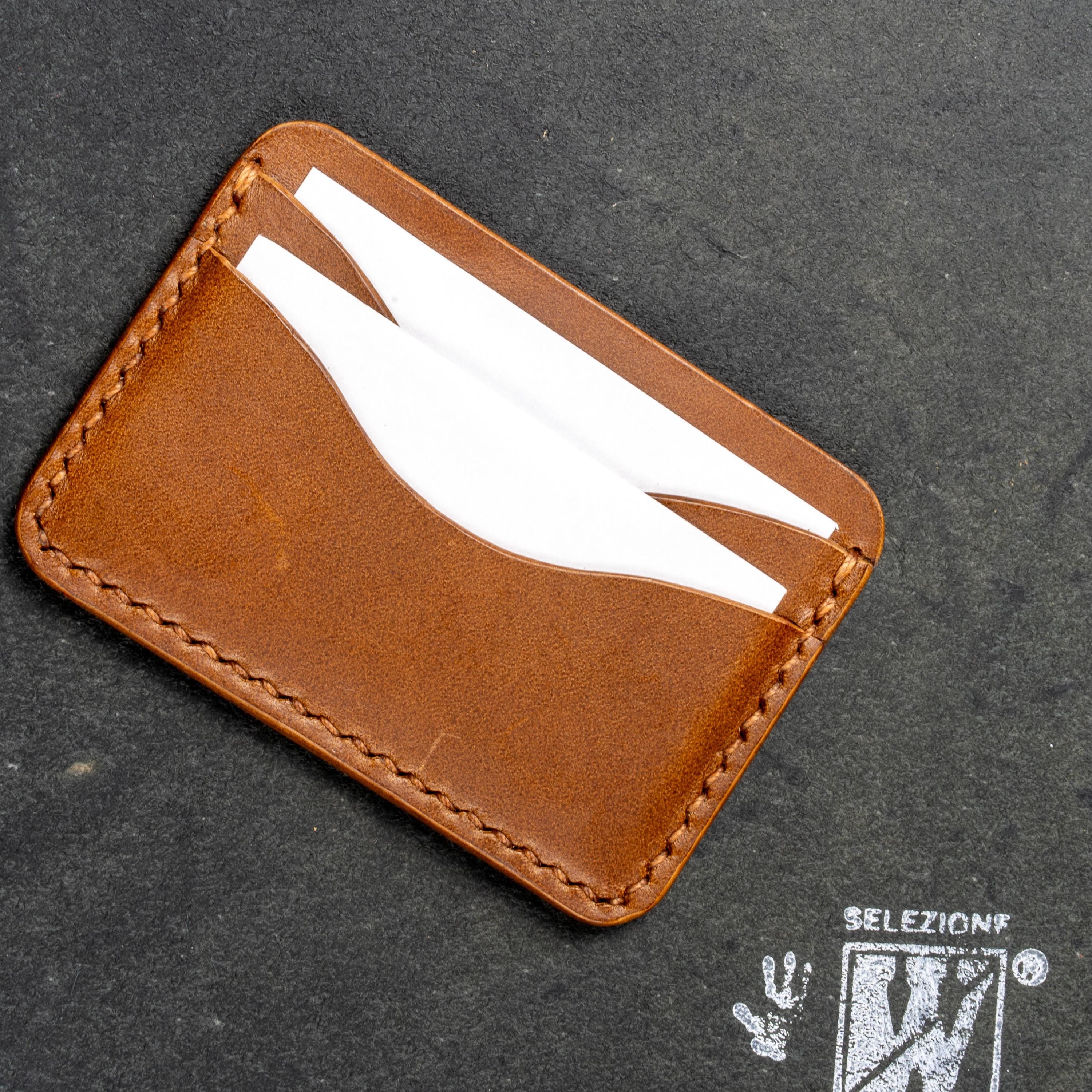Buttero Leather Card Holder | Hand-Stitched Bifold, Slim, Personalized Engraving Gift| Gift for him.