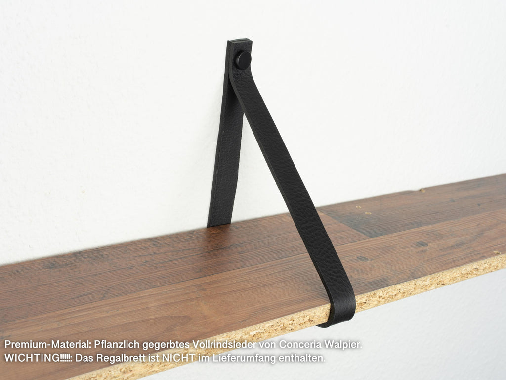 Hängeregal mit Lederriemen Leder l Leder Wandhalterung Regal | Handmade Leather Shelf Brackets | Plant Shelf l Lederriemen Regalträger