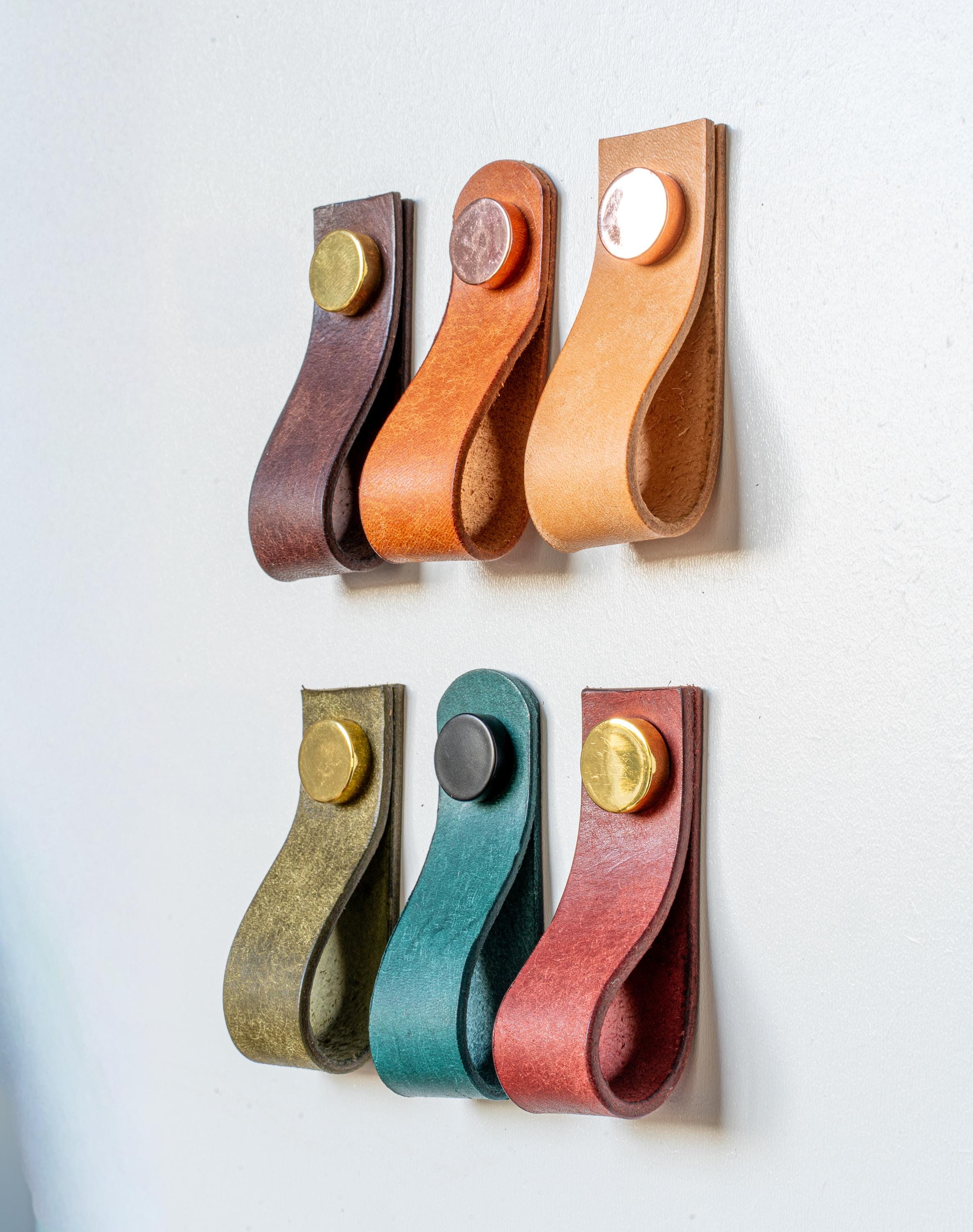 Handmade Leather Handles | Drawer Pulls & Cabinet Knobs | For IKEA Pax Kallax Hemnes | Vegetable Tanned Leather | Made in Germany