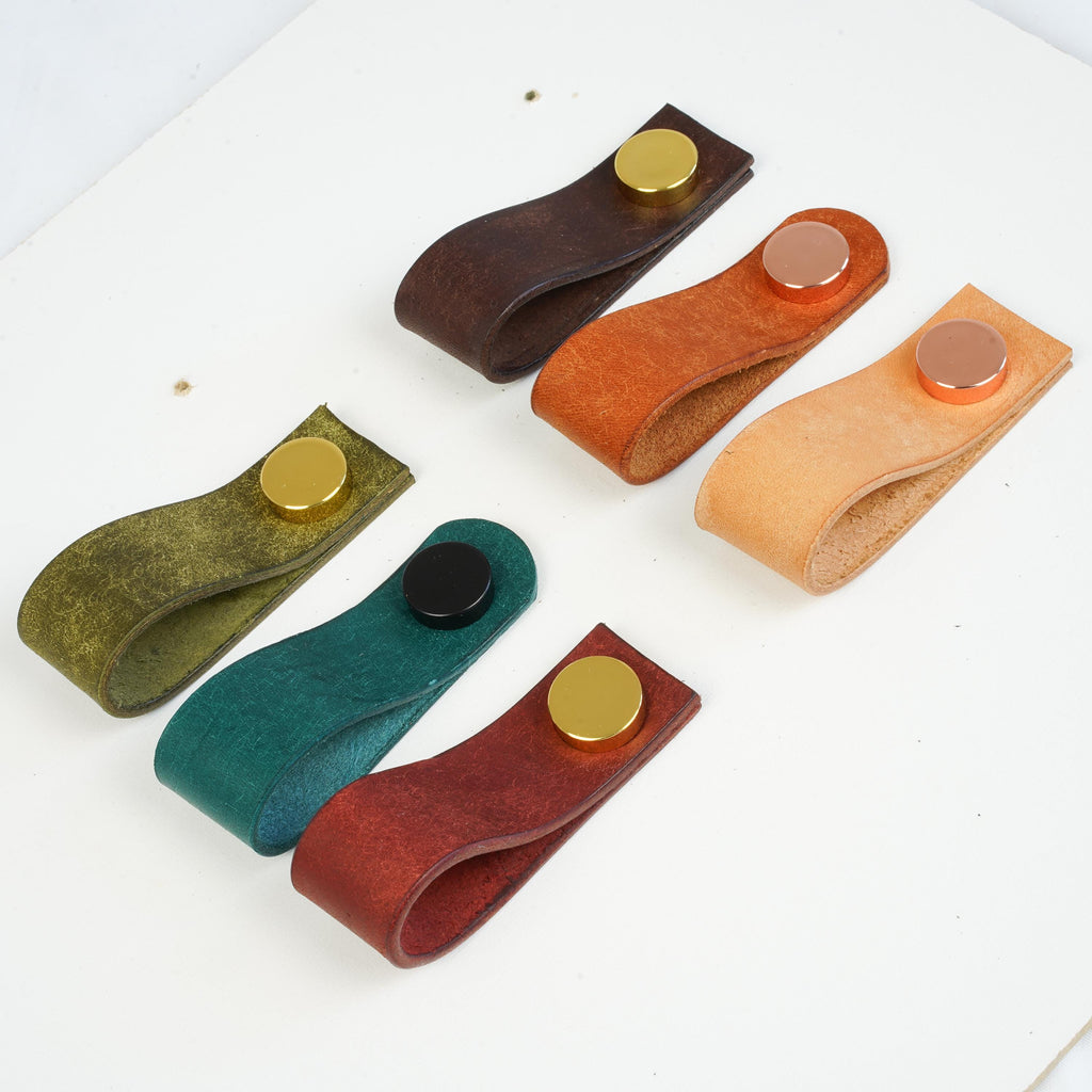 Handmade Leather Handles | Drawer Pulls & Cabinet Knobs | For IKEA Pax Kallax Hemnes | Vegetable Tanned Leather | Made in Germany