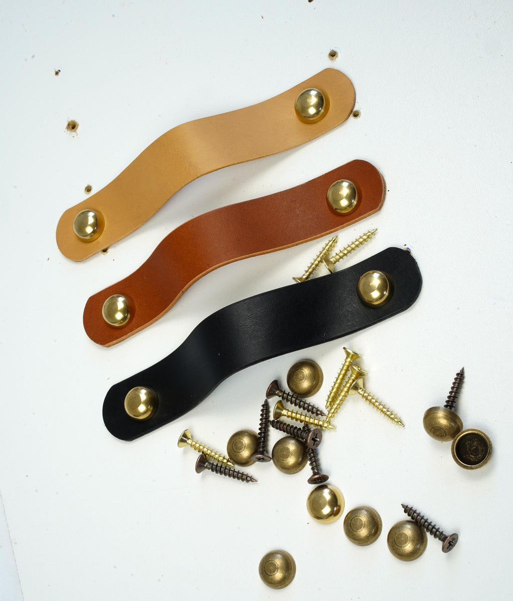 Handmade Leather Handles | Drawer Pulls & Cabinet Knobs | For IKEA Pax Kallax Hemnes | Vegetable Tanned Leather | Made in Germany
