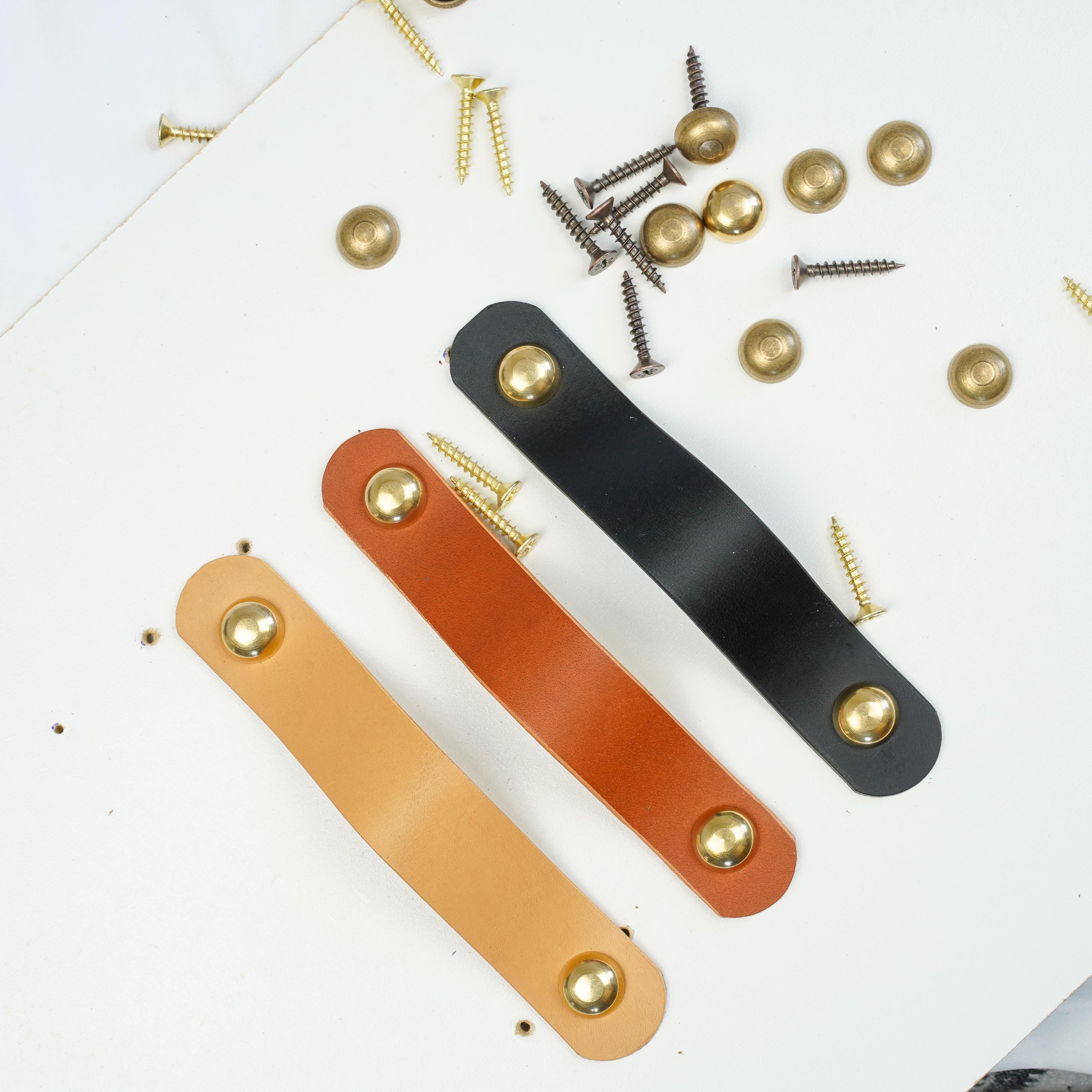 Handmade Leather Handles | Drawer Pulls & Cabinet Knobs | For IKEA Pax Kallax Hemnes | Vegetable Tanned Leather | Made in Germany