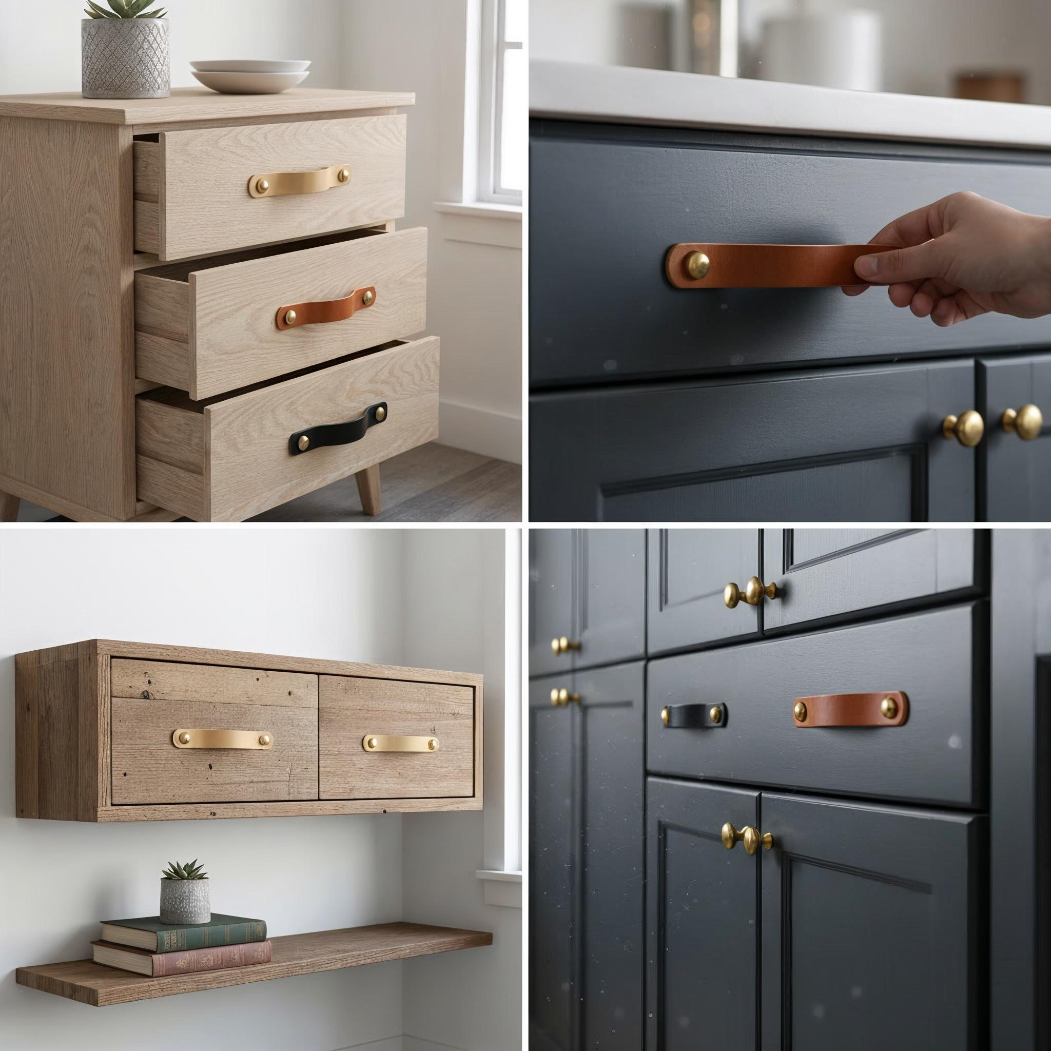 Handmade Leather Handles | Drawer Pulls & Cabinet Knobs | For IKEA Pax Kallax Hemnes | Vegetable Tanned Leather | Made in Germany