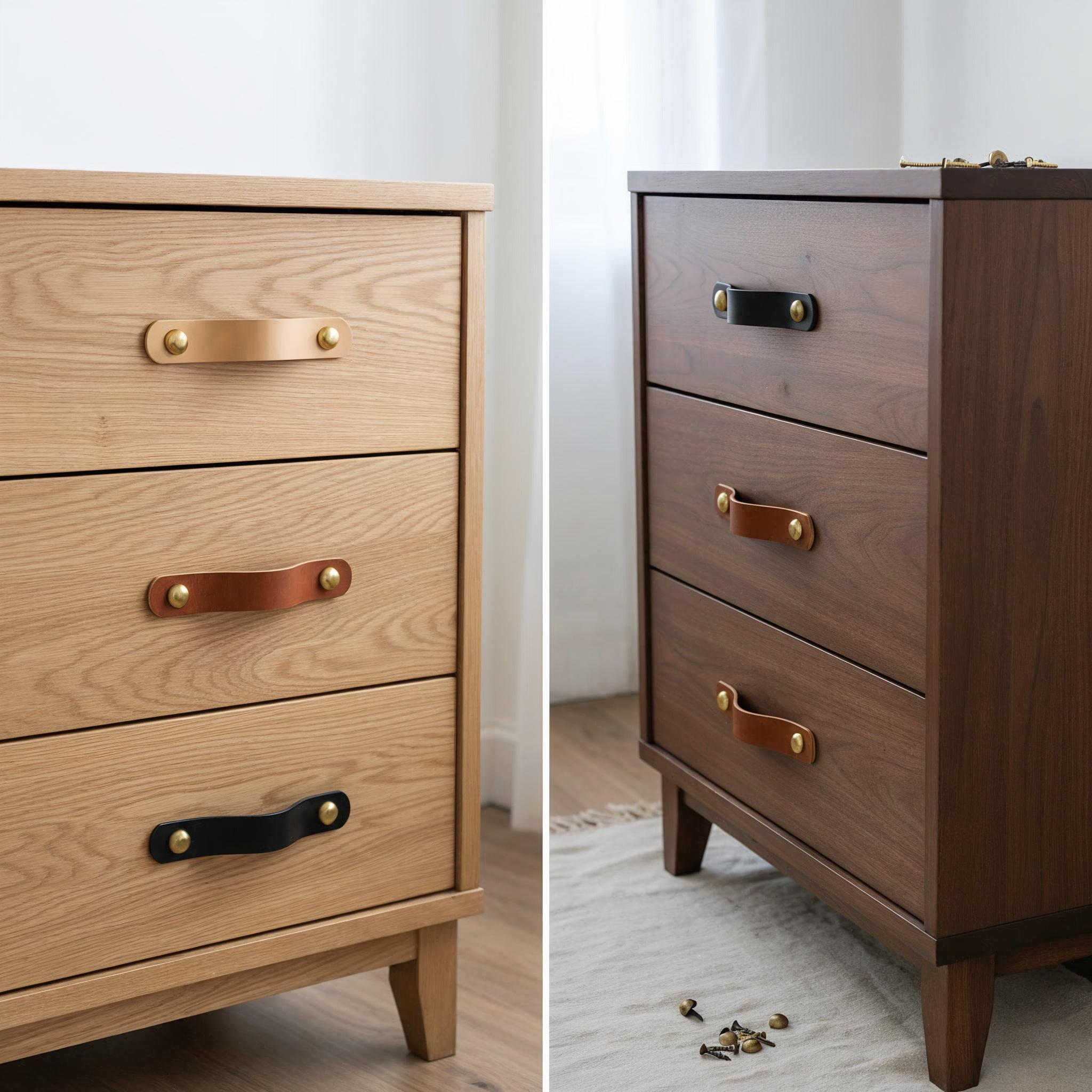 Handmade Leather Handles | Drawer Pulls & Cabinet Knobs | For IKEA Pax Kallax Hemnes | Vegetable Tanned Leather | Made in Germany