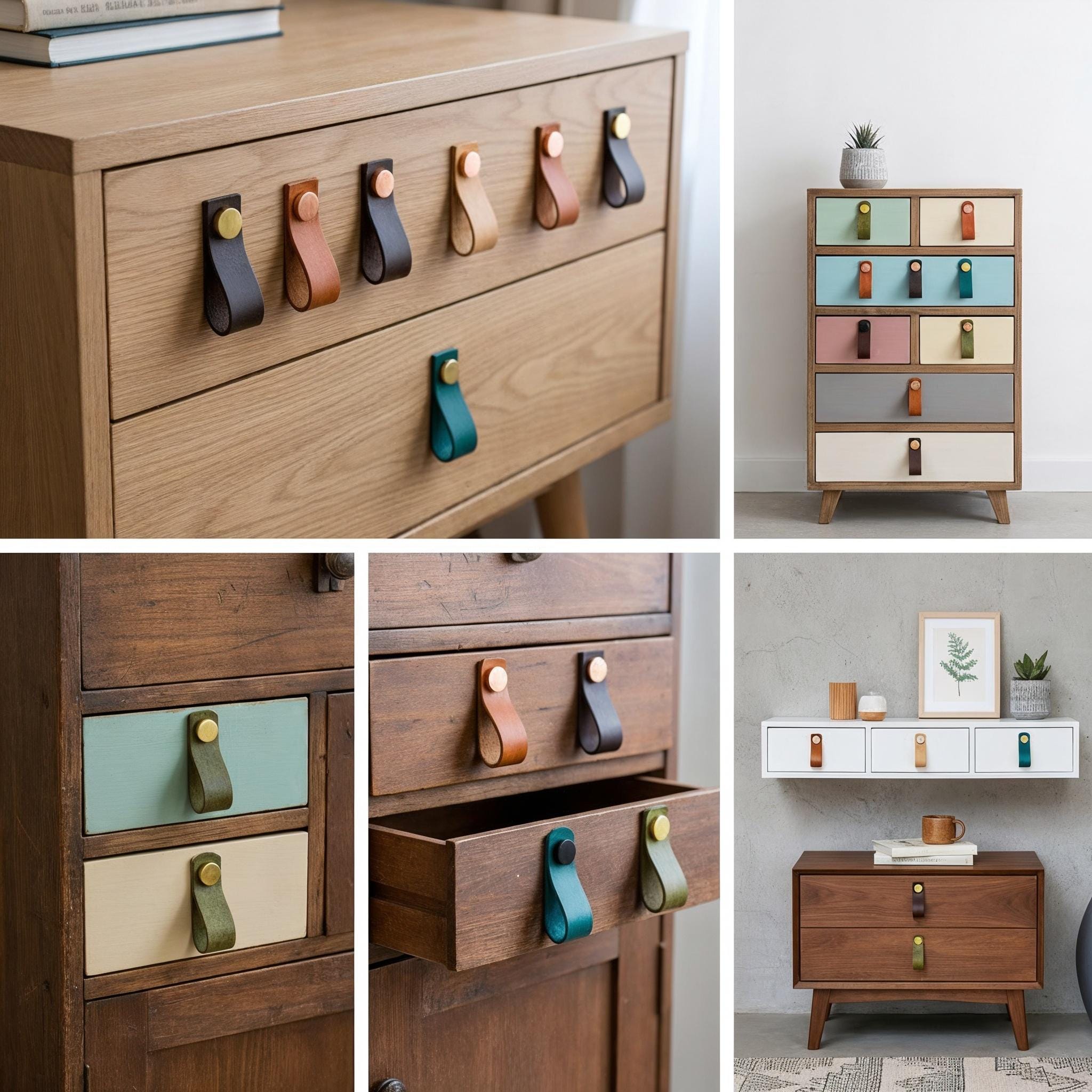 Handmade Leather Handles | Drawer Pulls & Cabinet Knobs | For IKEA Pax Kallax Hemnes | Vegetable Tanned Leather | Made in Germany