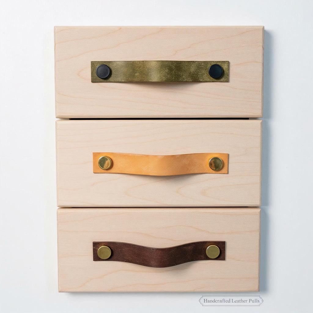 Handmade Leather Handles | Drawer Pulls & Cabinet Knobs | For IKEA Pax Kallax Hemnes | Vegetable Tanned Leather | Made in Germany