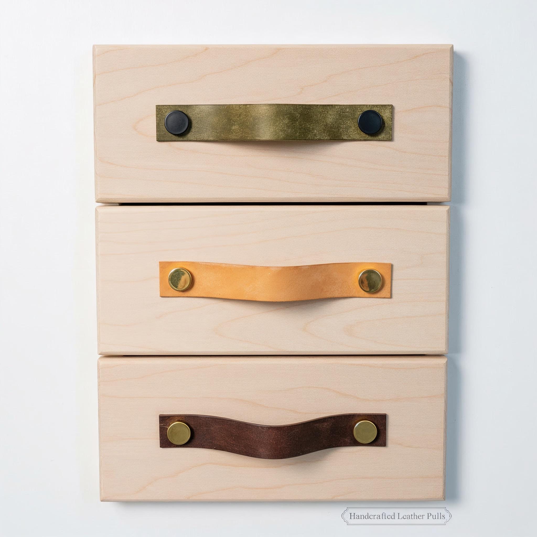 Handmade Leather Handles | Drawer Pulls & Cabinet Knobs | For IKEA Pax Kallax Hemnes | Vegetable Tanned Leather | Made in Germany