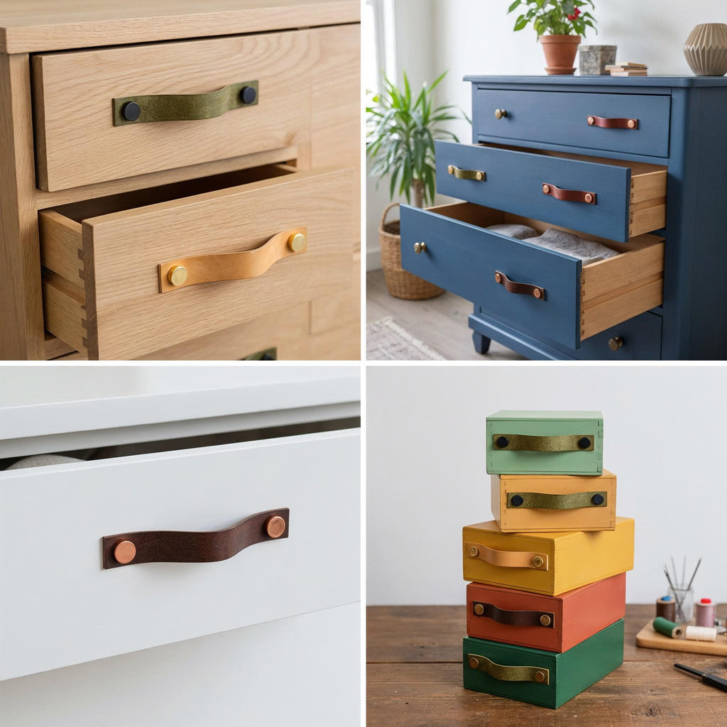 Handmade Leather Handles | Drawer Pulls & Cabinet Knobs | For IKEA Pax Kallax Hemnes | Vegetable Tanned Leather | Made in Germany