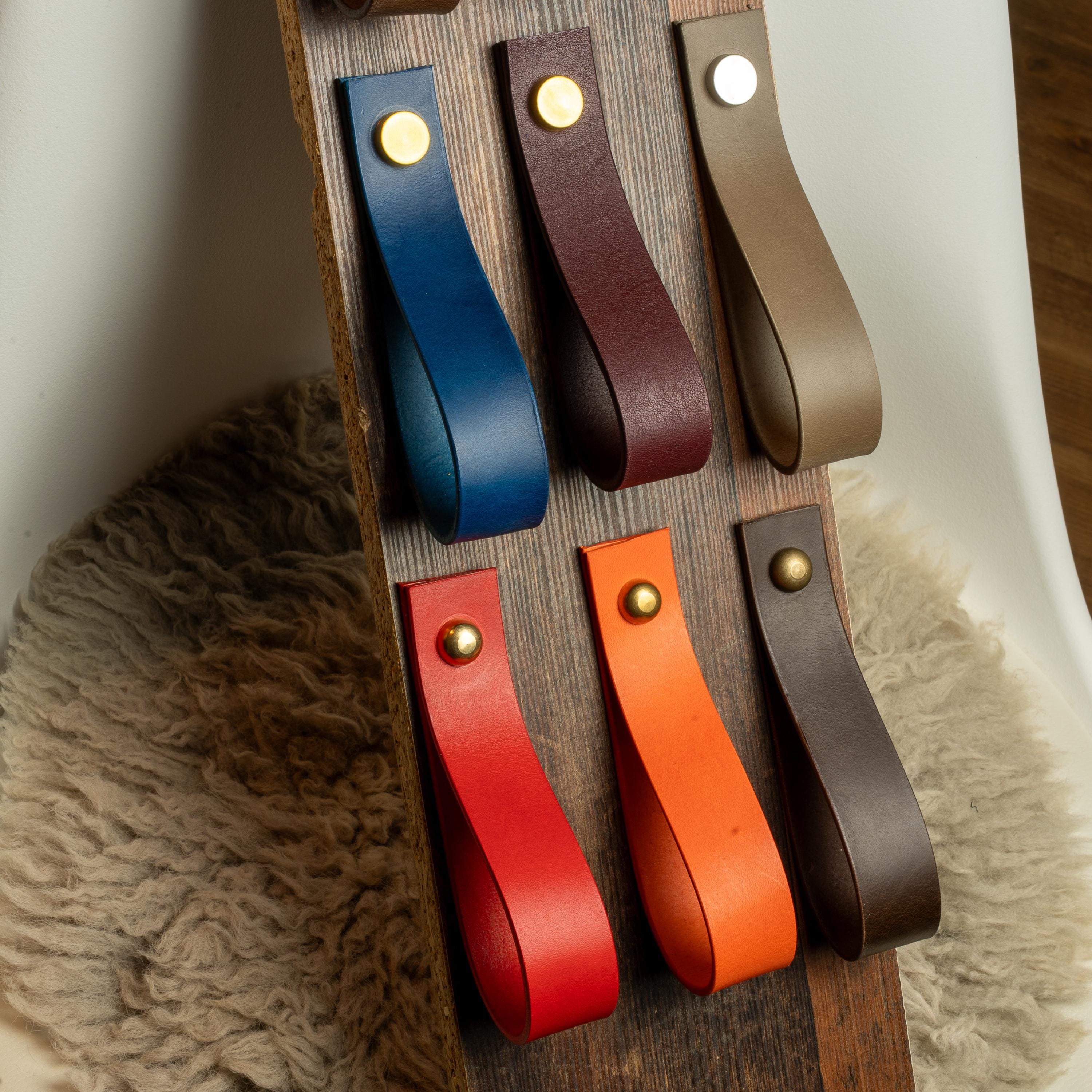 Gardinenstangenhalter Leder, Wandlederriemen – Leder Raffhalter – Gardienenhalter –Vorhangstangenhalter – Wandlederriemen – Butteroleder