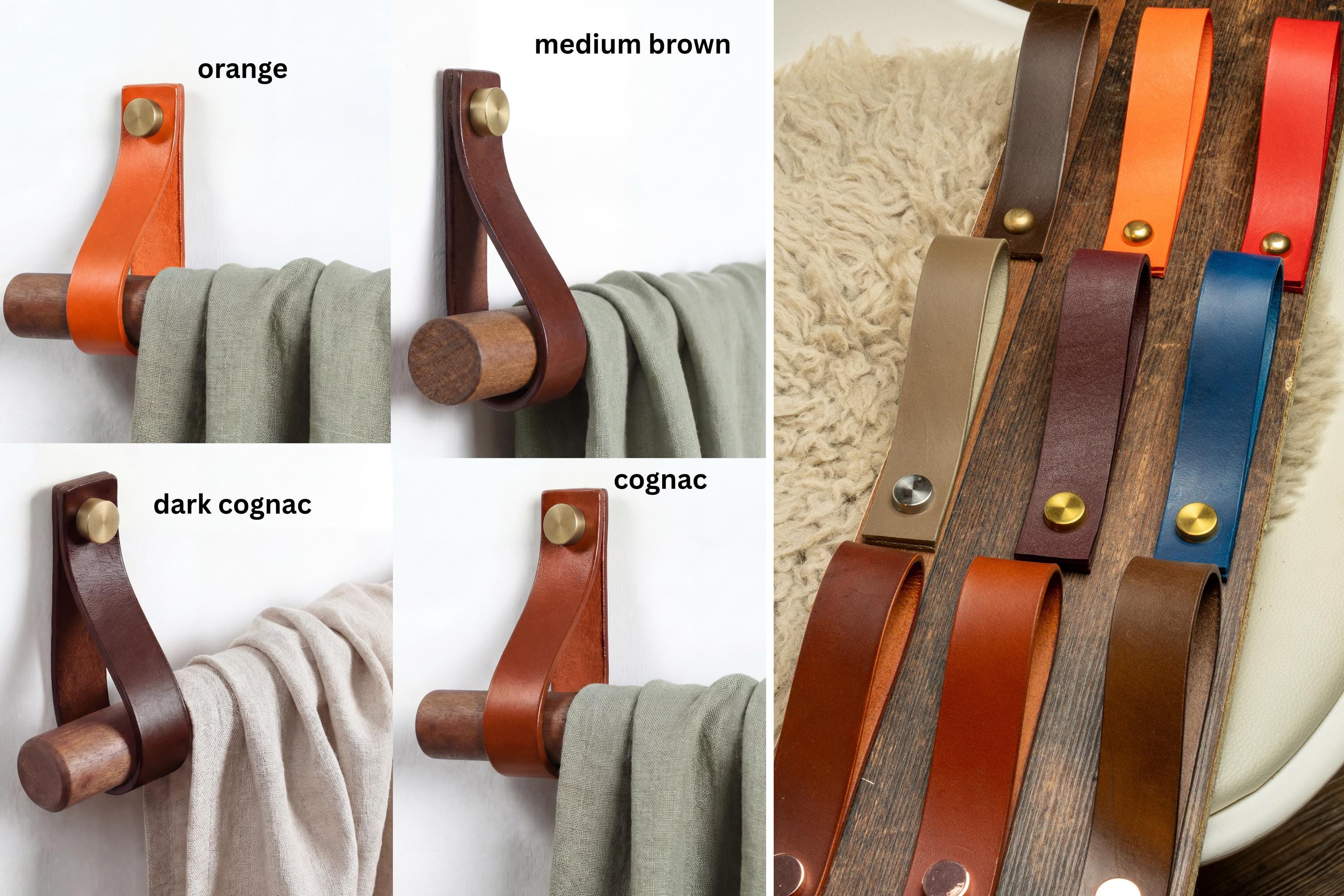 Gardinenstangenhalter Leder, Wandlederriemen – Leder Raffhalter – Gardienenhalter –Vorhangstangenhalter – Wandlederriemen – Butteroleder