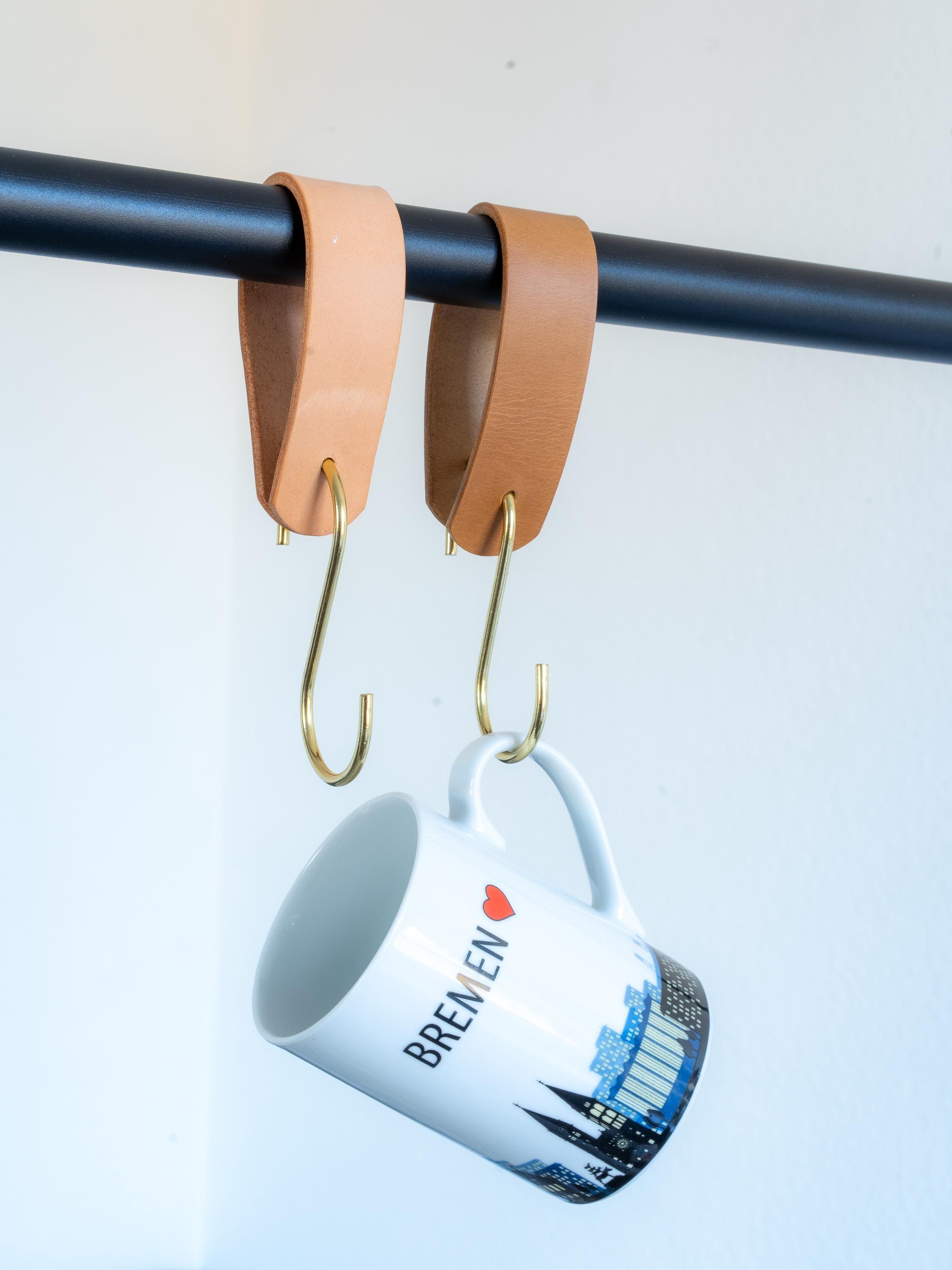 Garderobenhaken aus Leder S Haken Wandhaken, Kleiderhaken & Küchenaufhänger | Pflanzenhänger | Aufhänger Italienisch Leder