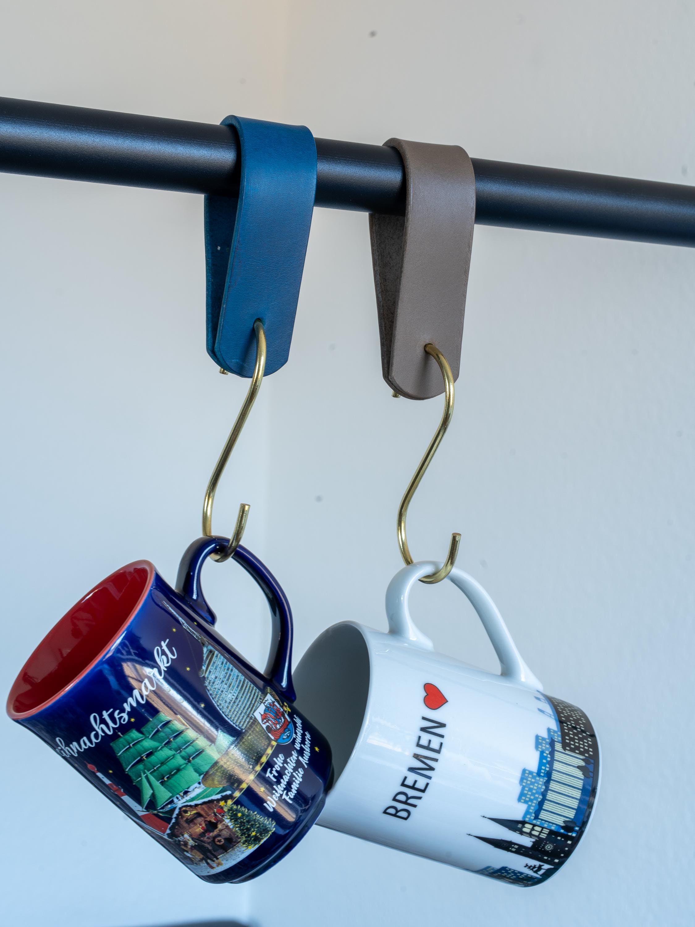 Garderobenhaken aus Leder S Haken Wandhaken, Kleiderhaken & Küchenaufhänger | Pflanzenhänger | Aufhänger Italienisch Leder