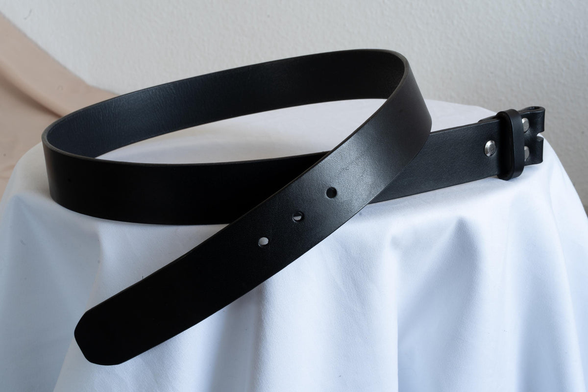 Black Belt Blank for Buckle | Vegetable Tanned Leather Belt Strap | Tuscan Leather | Unfinished Belt 2cm 2.5cm 3cm 3.2cm 3.5cm 3.8cm 4cm