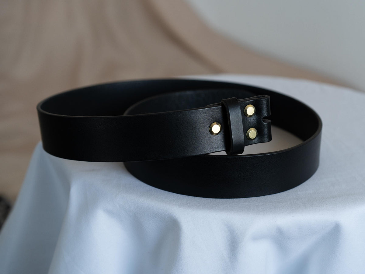 Black Belt Blank for Buckle | Vegetable Tanned Leather Belt Strap | Tuscan Leather | Unfinished Belt 2cm 2.5cm 3cm 3.2cm 3.5cm 3.8cm 4cm