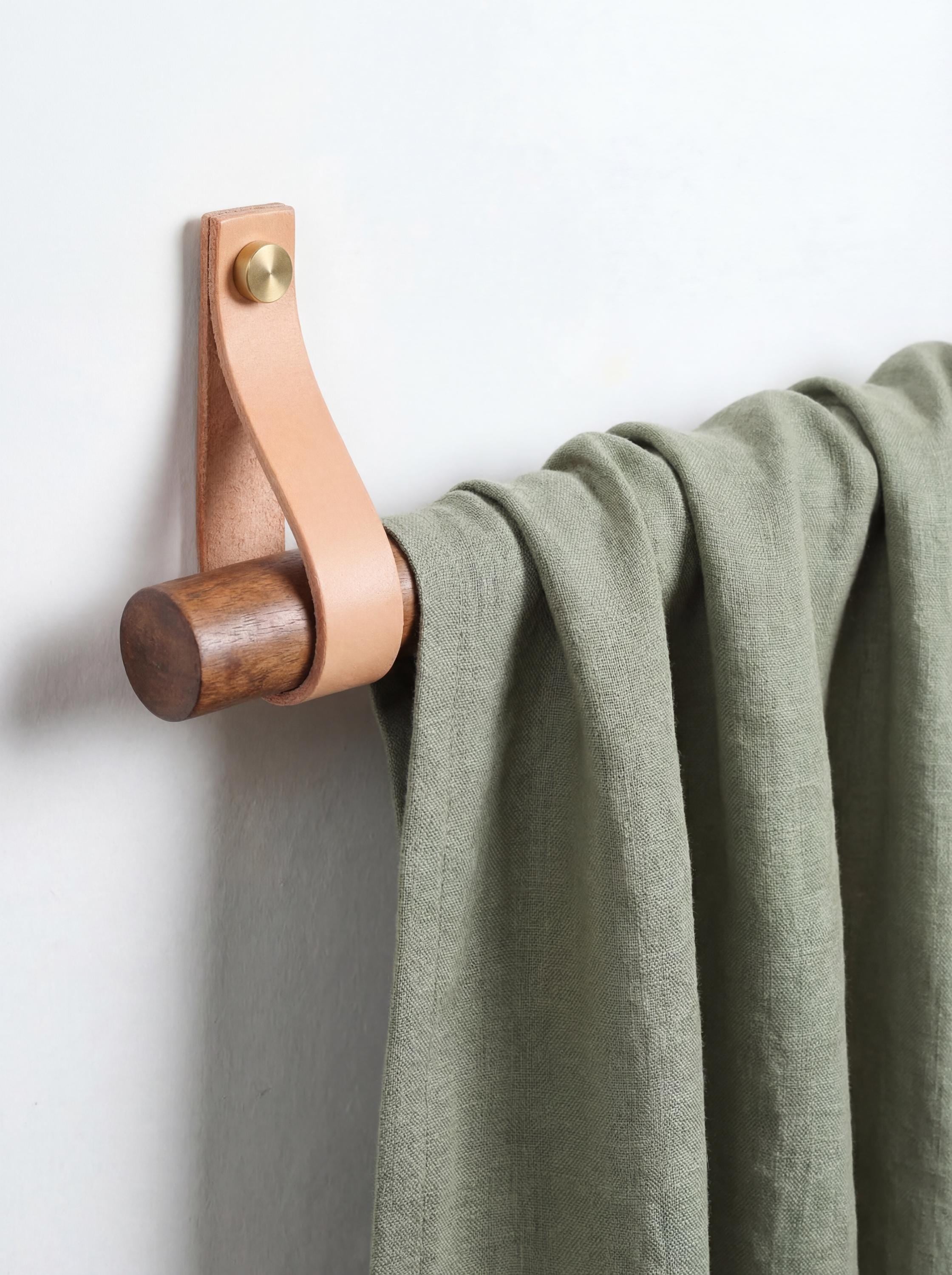Gardinenstangenhalter Leder, Wandlederriemen – Leder Raffhalter – Gardienenhalter –Vorhangstangenhalter – Wandlederriemen – Butteroleder