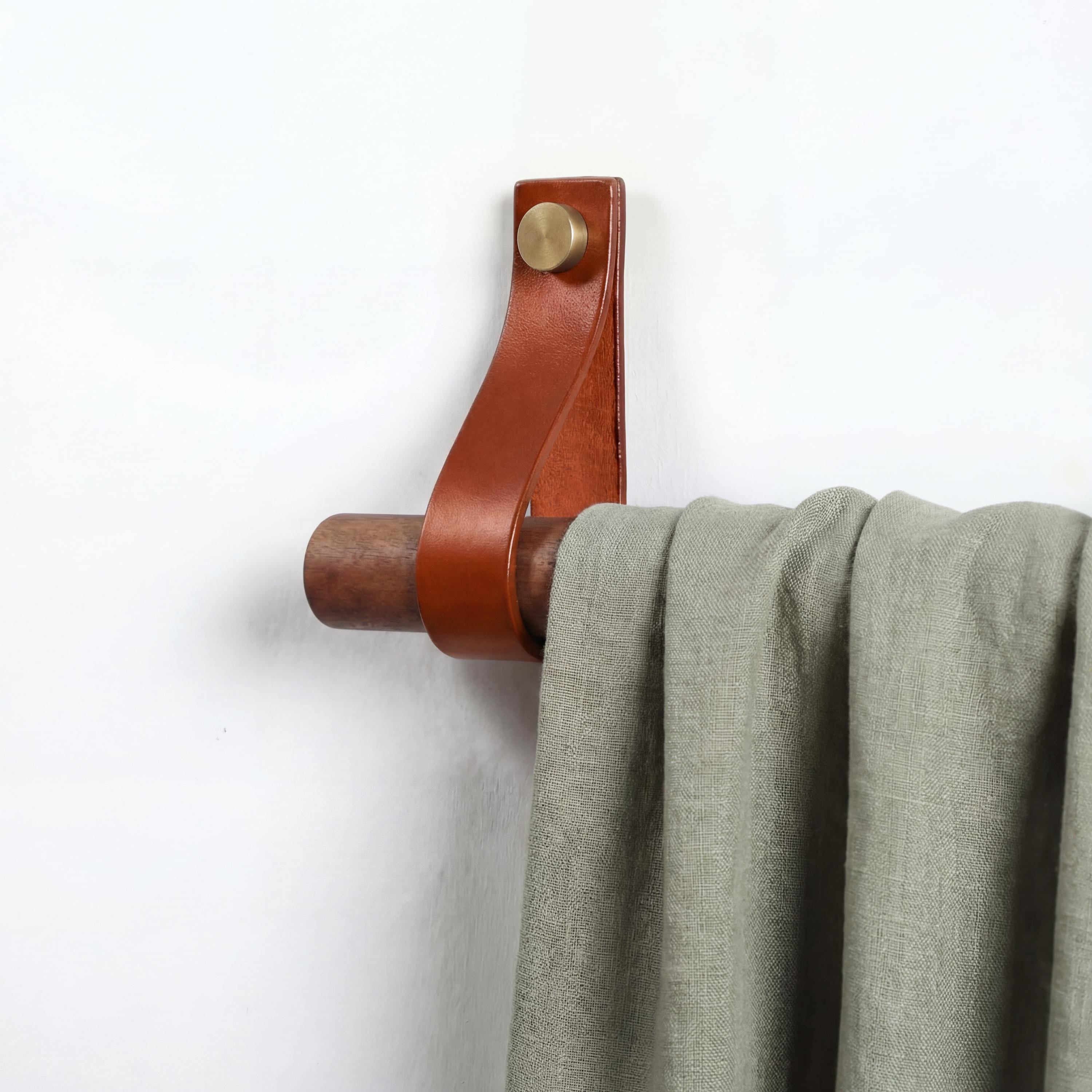 Gardinenstangenhalter Leder, Wandlederriemen – Leder Raffhalter – Gardienenhalter –Vorhangstangenhalter – Wandlederriemen – Butteroleder