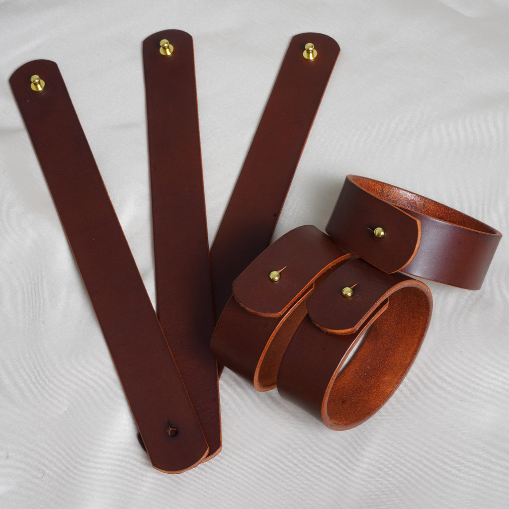 Handmade Leder Raffhalter Gardinenhalter | Vegetabil Gegerbt | 20-30cm Größe | Ohne Bohren | Vorhanghalter Lederband