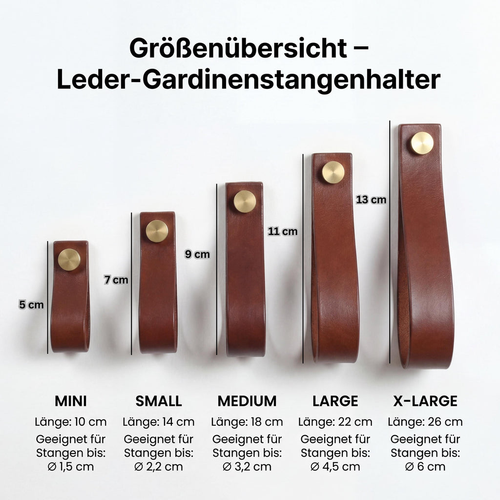 Gardinenstangenhalter Leder, Wandlederriemen – Leder Raffhalter – Gardienenhalter –Vorhangstangenhalter – Wandlederriemen – Butteroleder