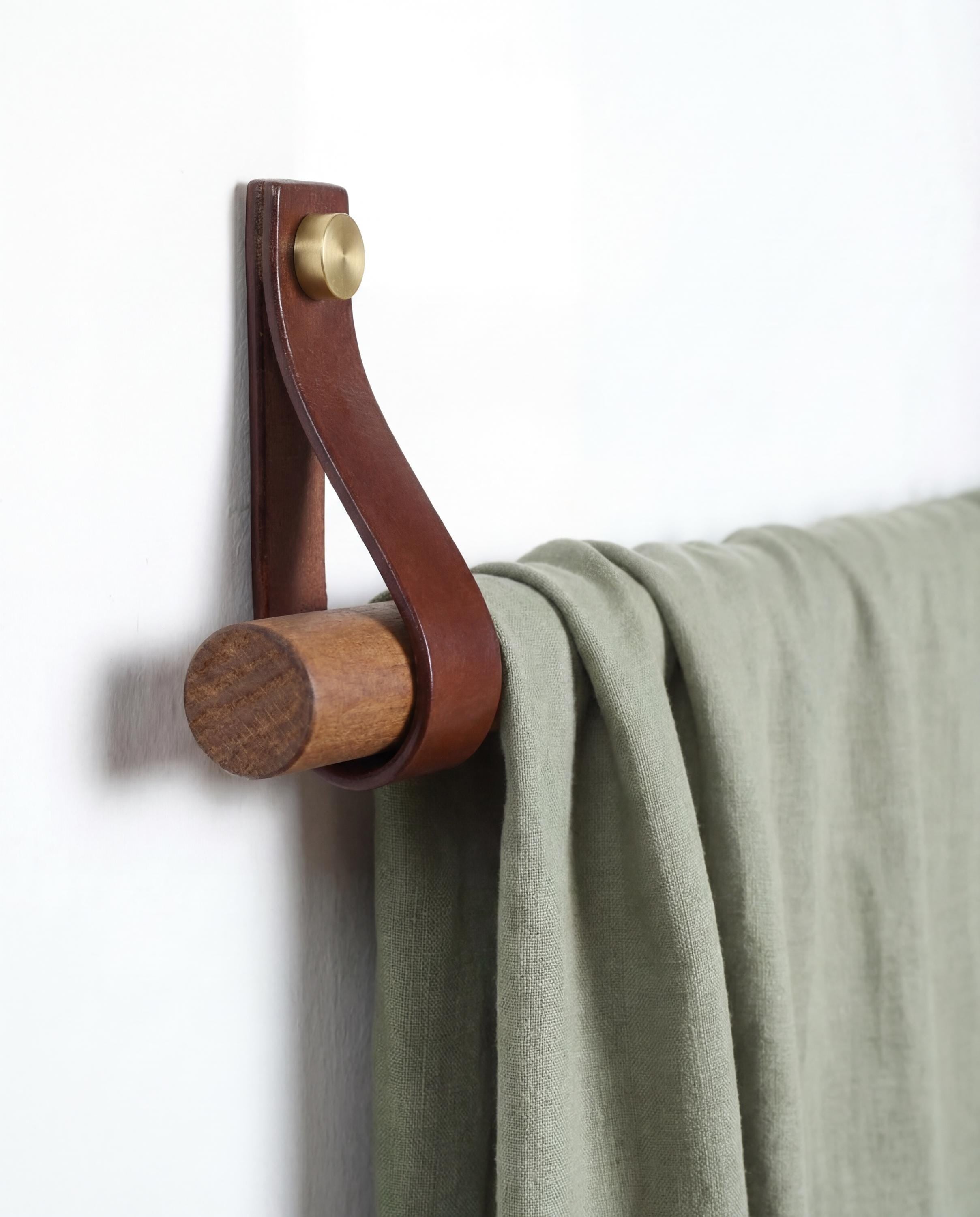 Gardinenstangenhalter Leder, Wandlederriemen – Leder Raffhalter – Gardienenhalter –Vorhangstangenhalter – Wandlederriemen – Butteroleder