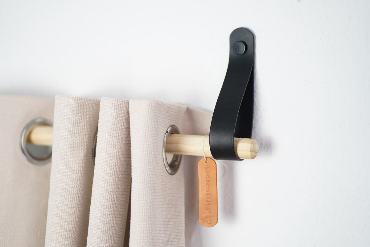 Leder Raffhalter – Vorhangstangenhalter – Gardinstangenhalter. Butteroleder